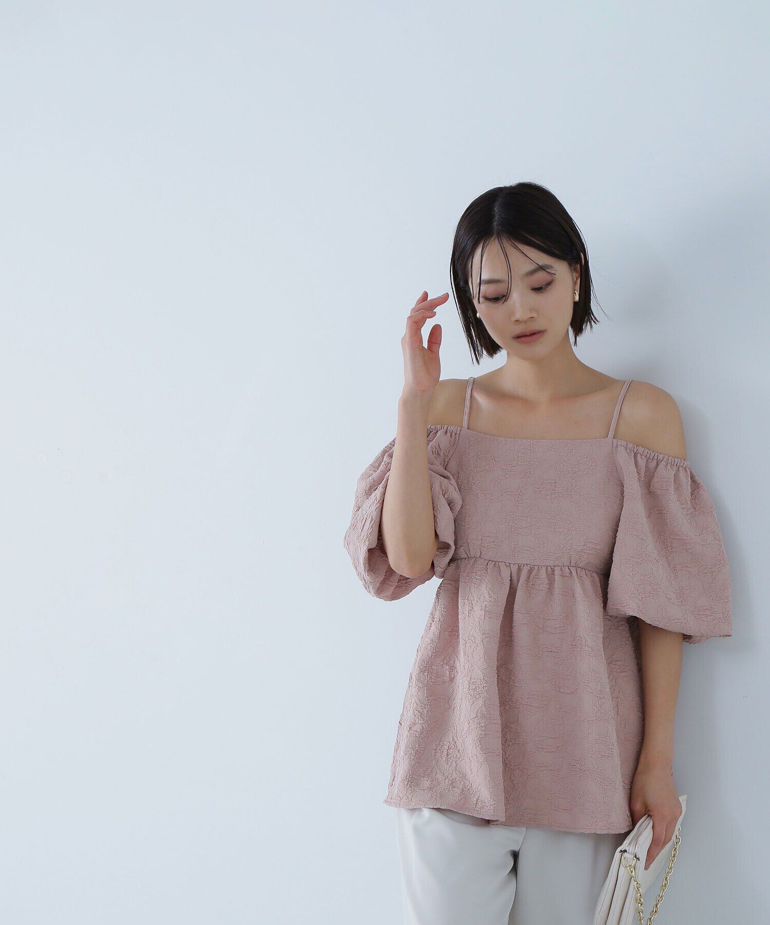  「ふくれジャガードオフショルブラウス」|シャツ・ブラウス|