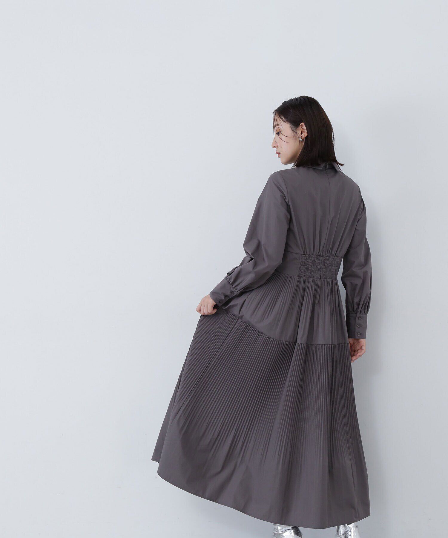  「プリーツシャツワンピース」|ワンピース|