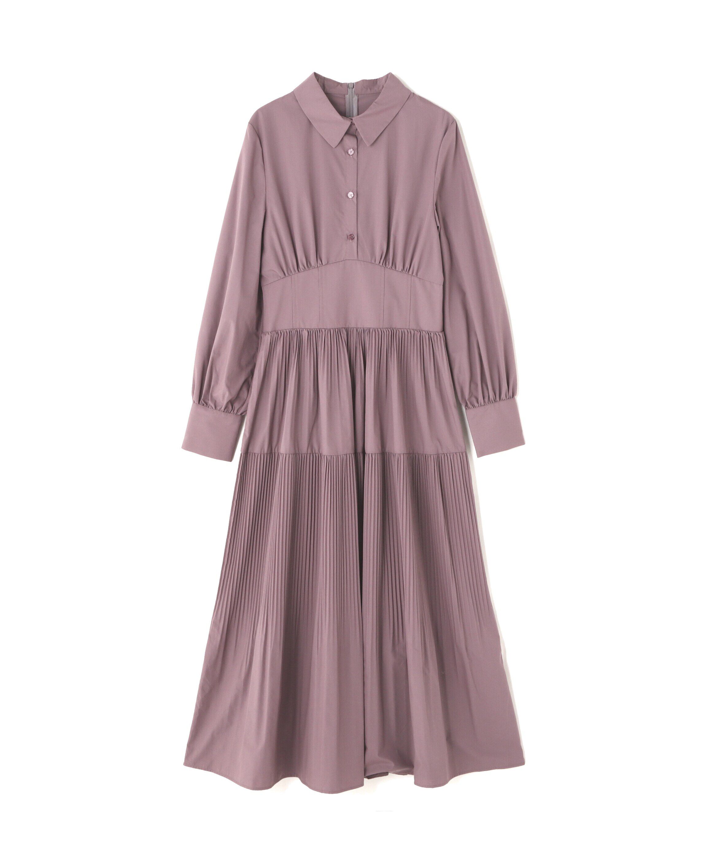  「プリーツシャツワンピース」|ワンピース|