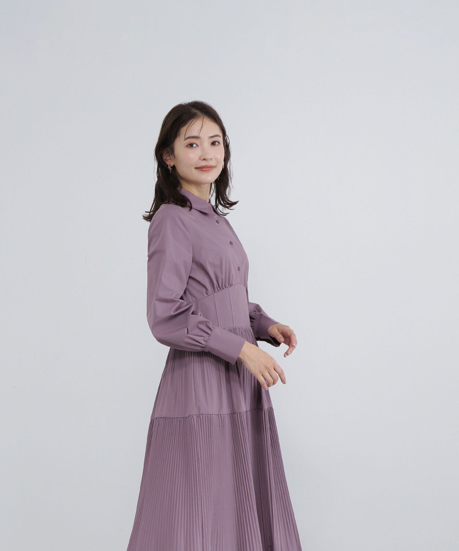  「プリーツシャツワンピース」|ワンピース|