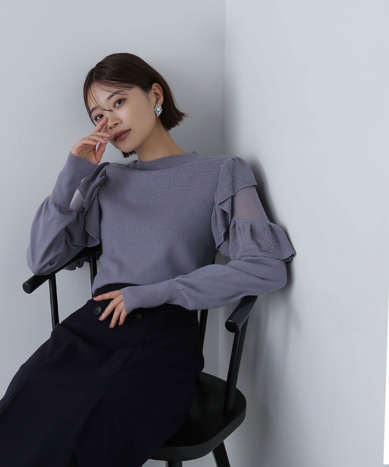  「アゼフリルショルダーニット　24AW」|ニット・セーター|ブルー