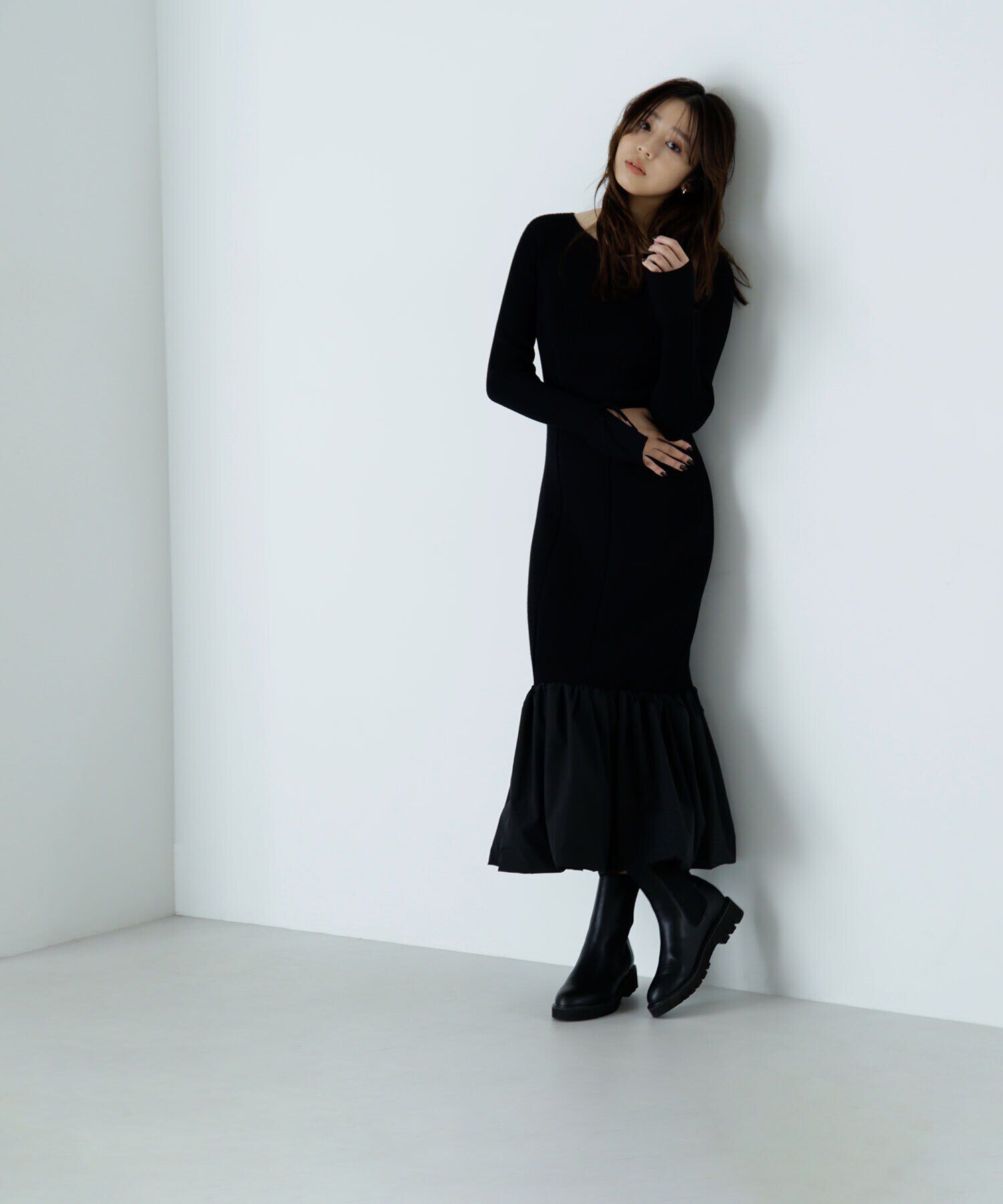  「バルーンヘムニットワンピース」|ワンピース|