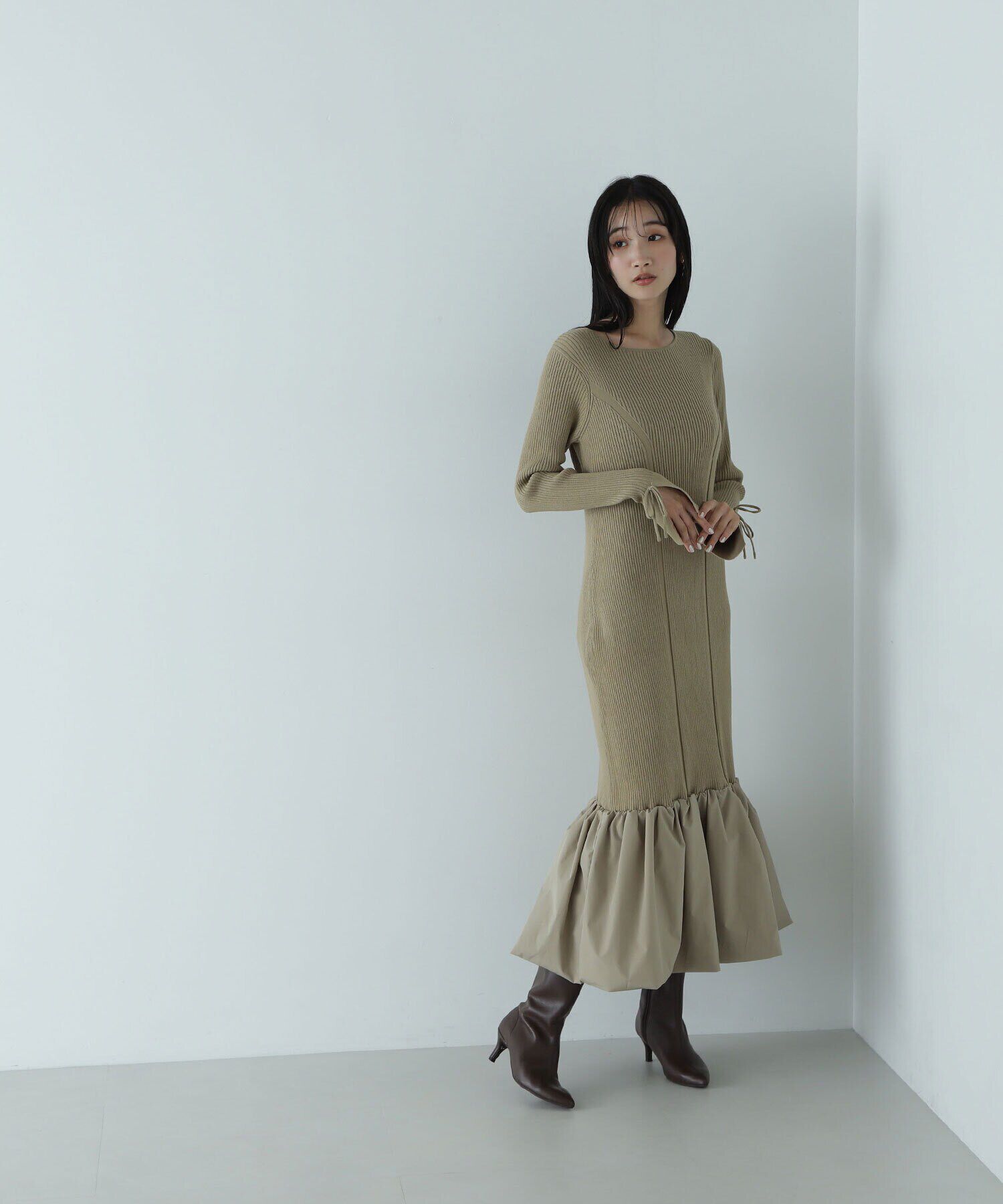  「バルーンヘムニットワンピース」|ワンピース|