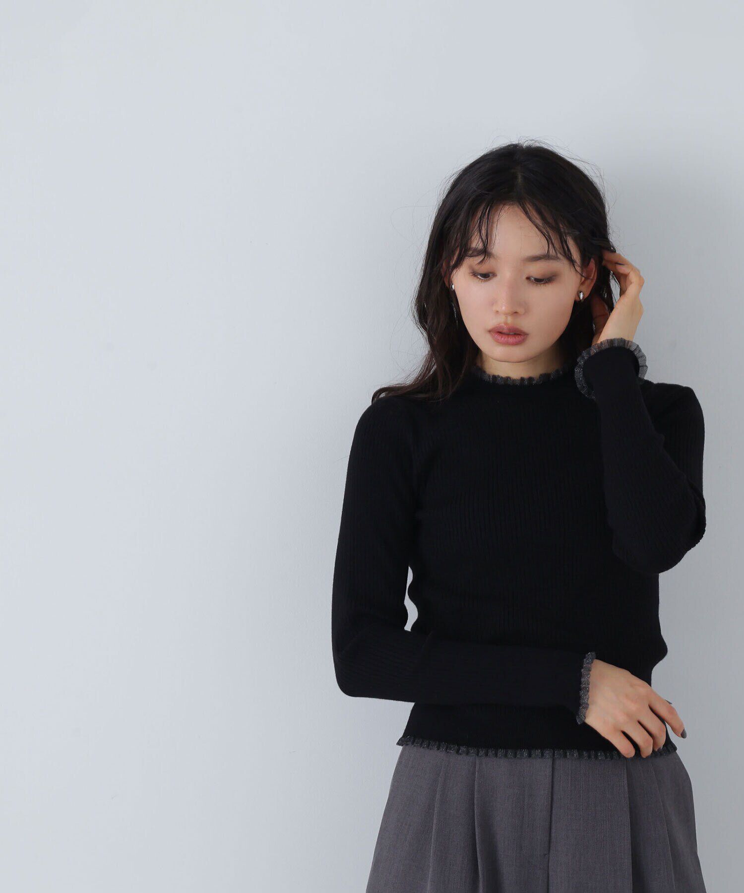  「シアーフリルリブニット」|ニット・セーター|