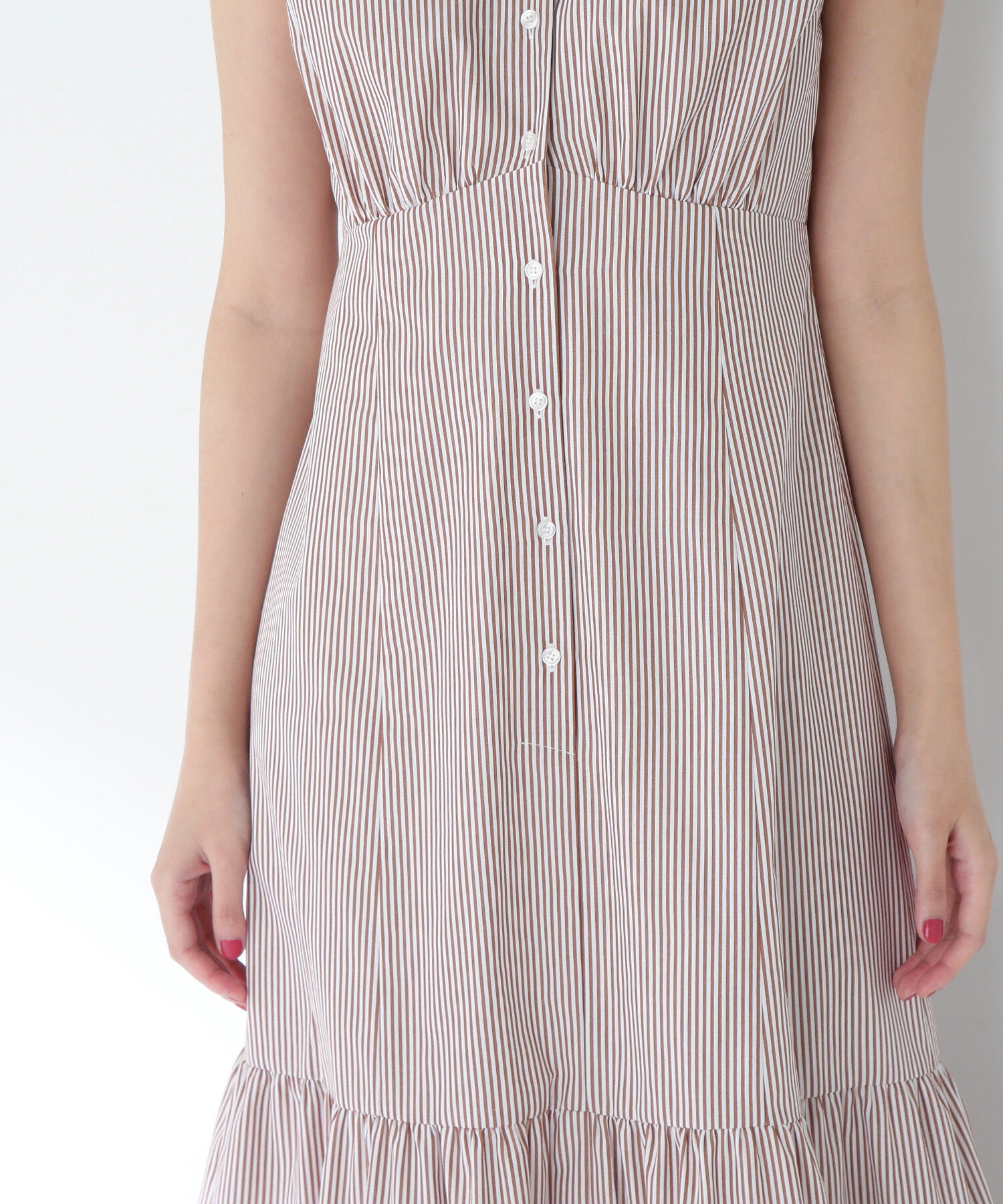  「Vネックストライプワンピース」|ワンピース|