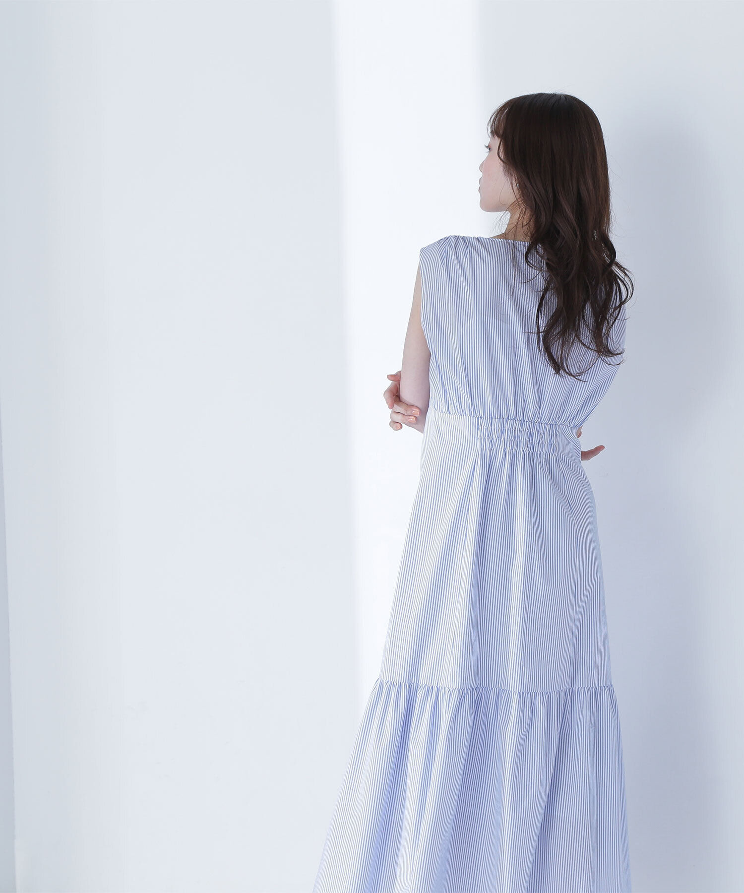  「Vネックストライプワンピース」|ワンピース|