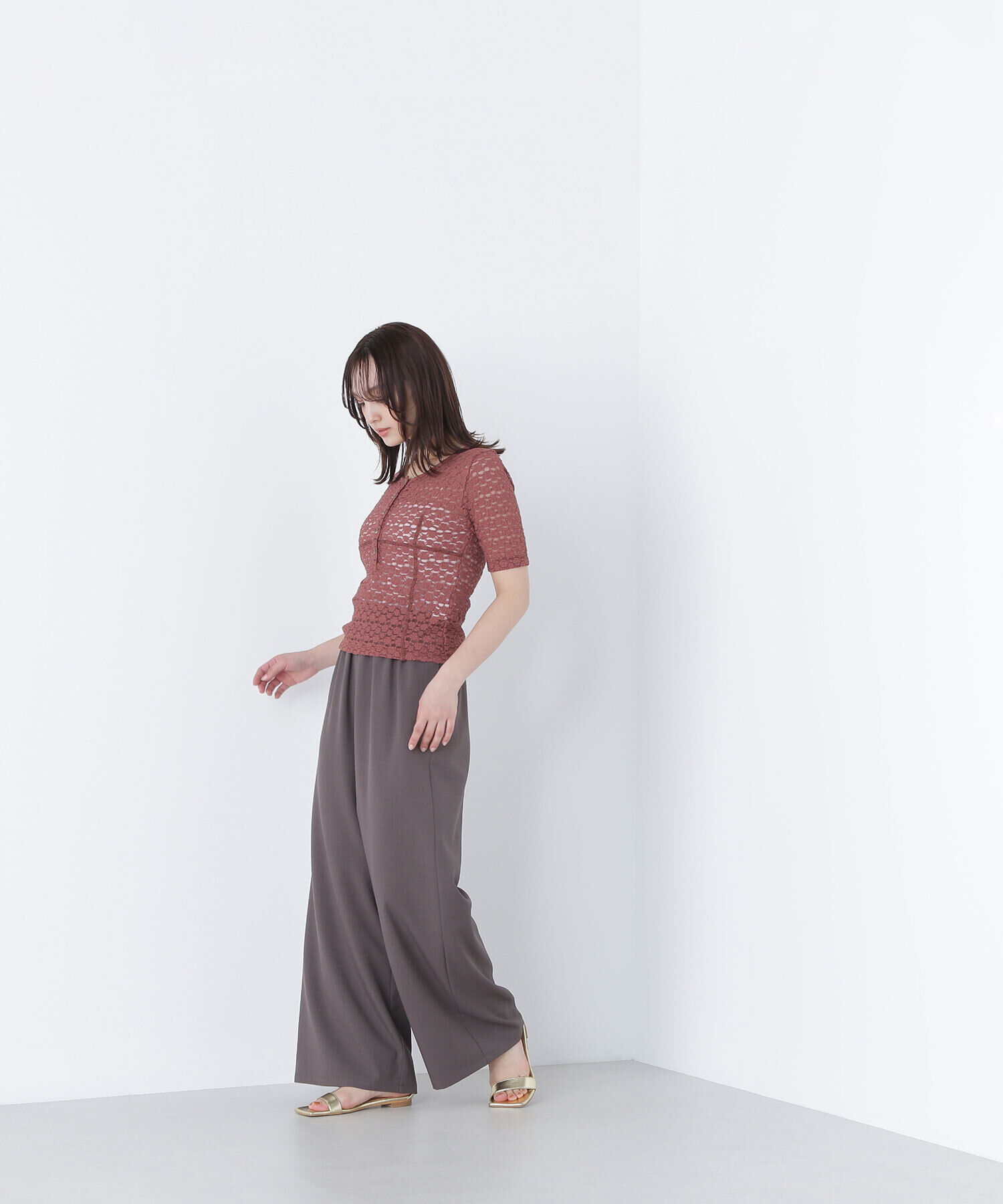  「ヘンリーネックレーストップス」|Tシャツ・カットソー|