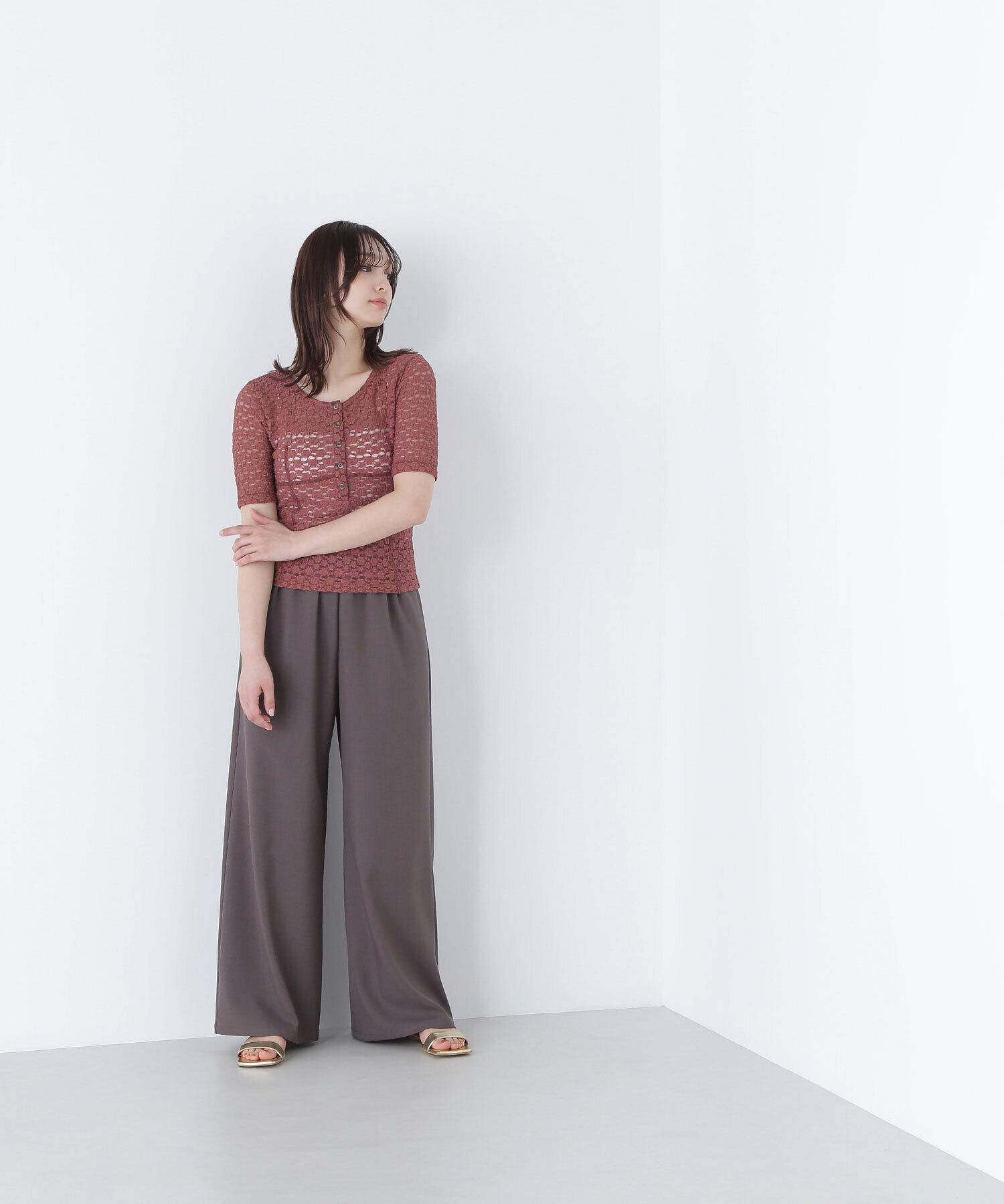  「ヘンリーネックレーストップス」|Tシャツ・カットソー|