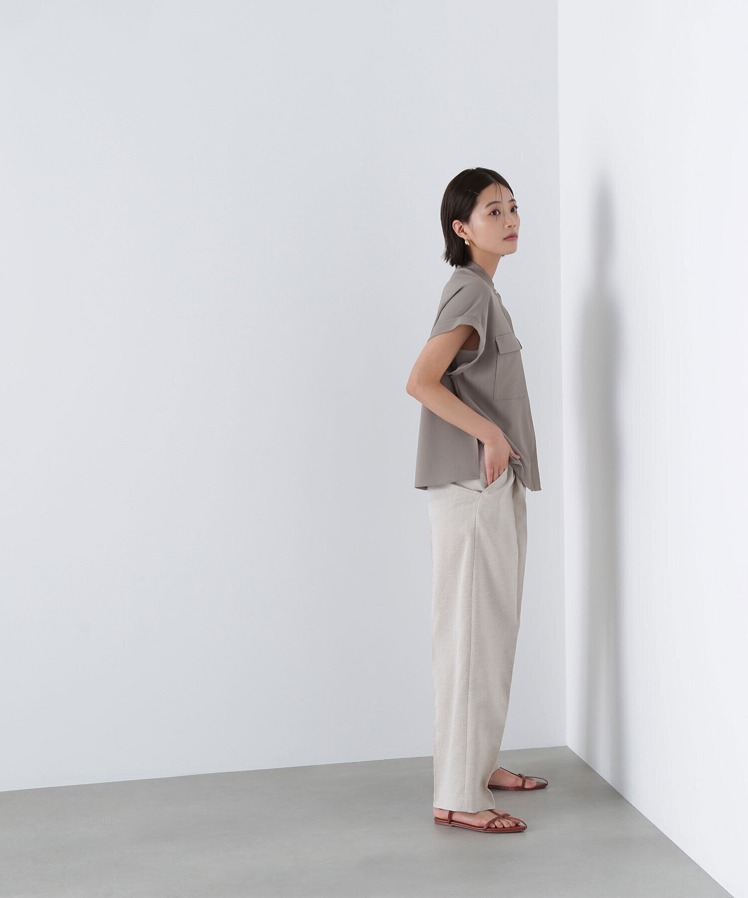  「ドライタッチダブルポケットブラウス」|シャツ・ブラウス|