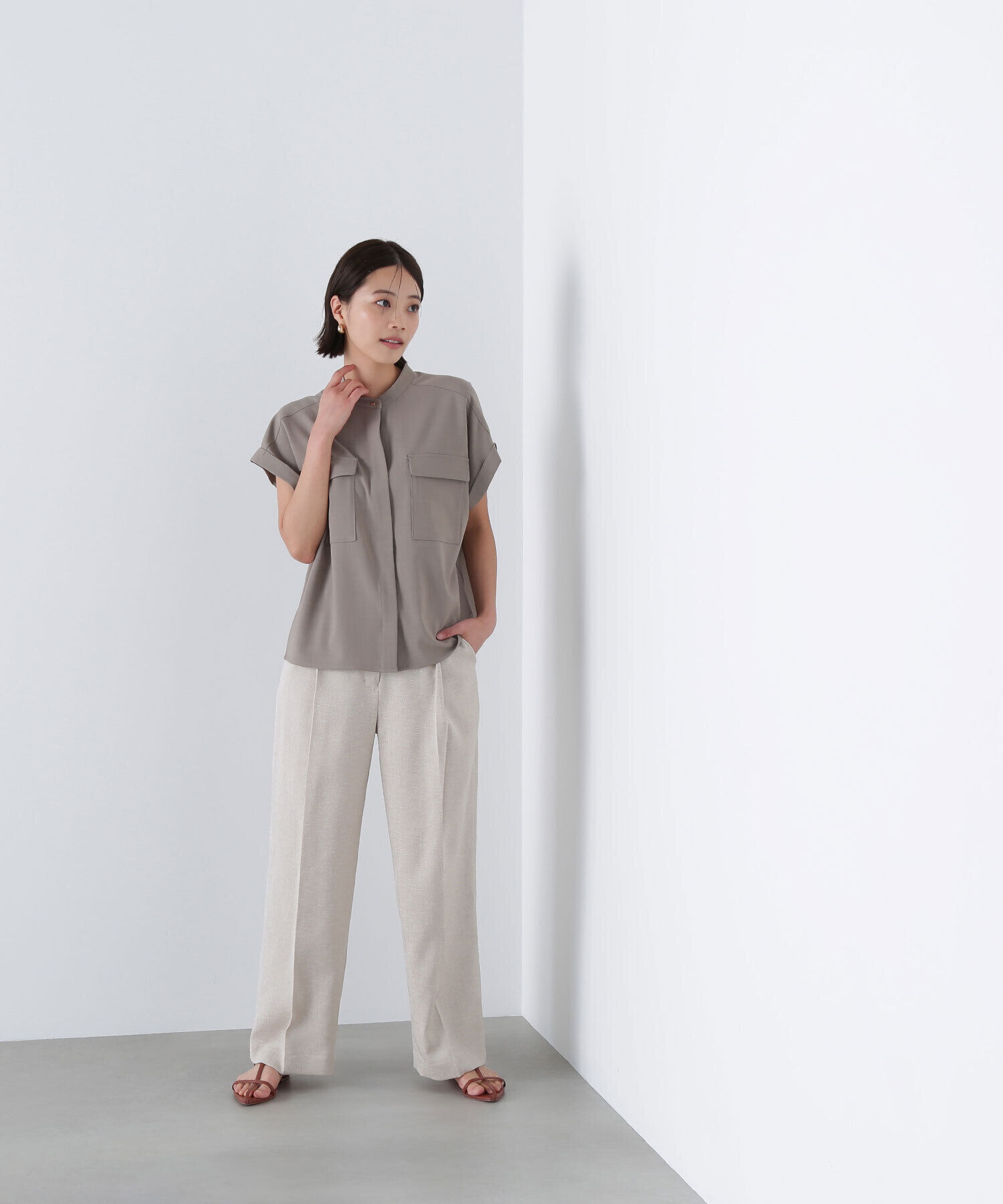  「ドライタッチダブルポケットブラウス」|シャツ・ブラウス|