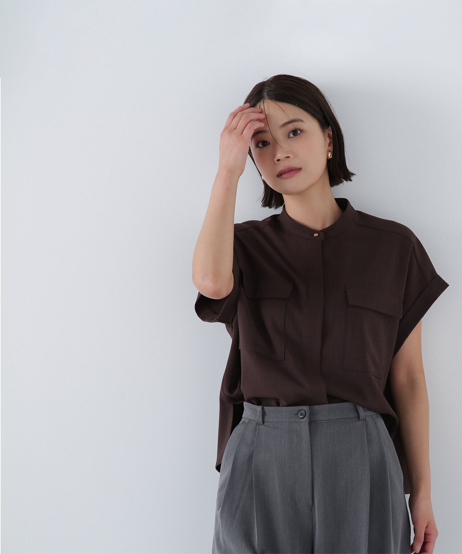  「ドライタッチダブルポケットブラウス」|シャツ・ブラウス|