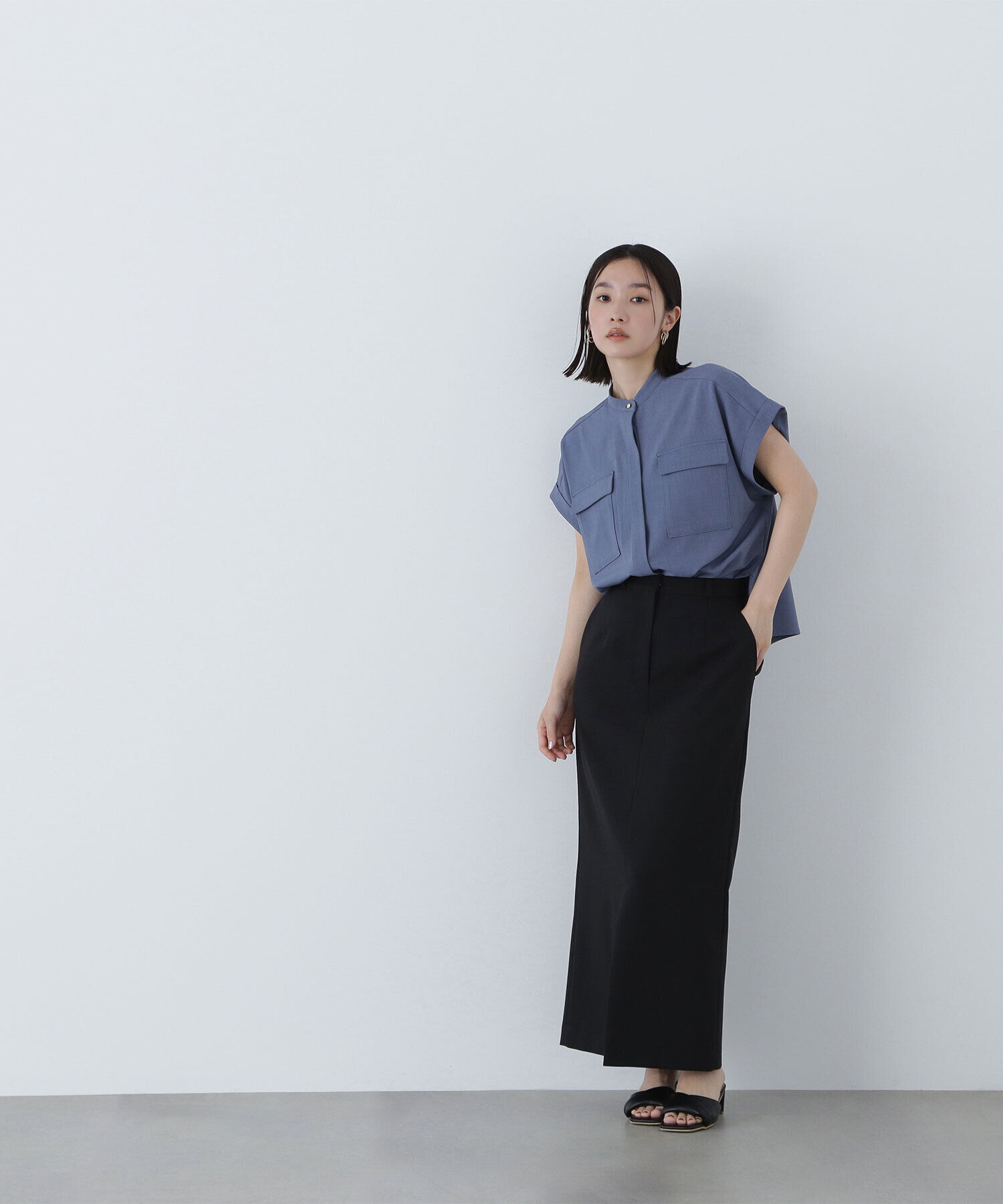 「ドライタッチダブルポケットブラウス」|シャツ・ブラウス|