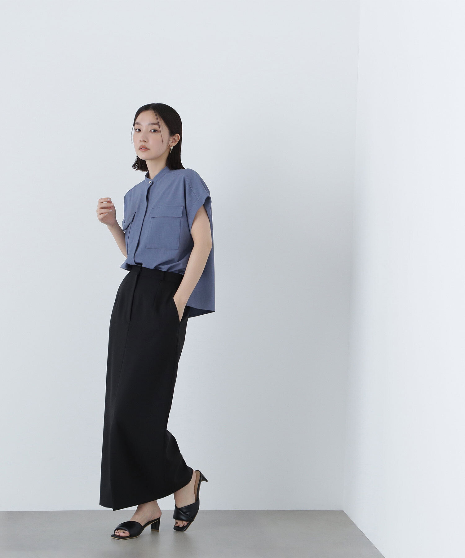  「ドライタッチダブルポケットブラウス」|シャツ・ブラウス|