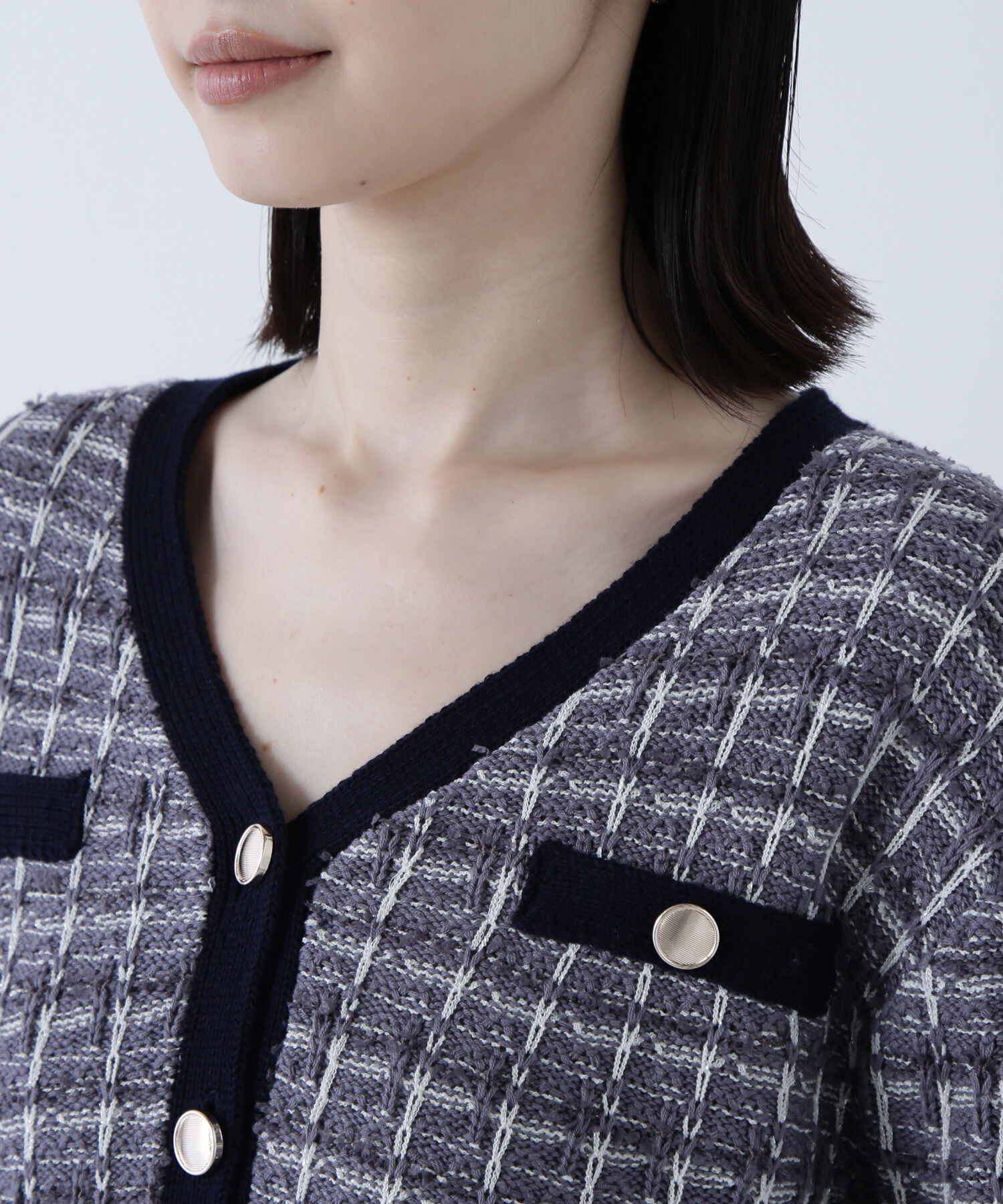  「ツイードVネックカーディガン」|ニット・セーター|