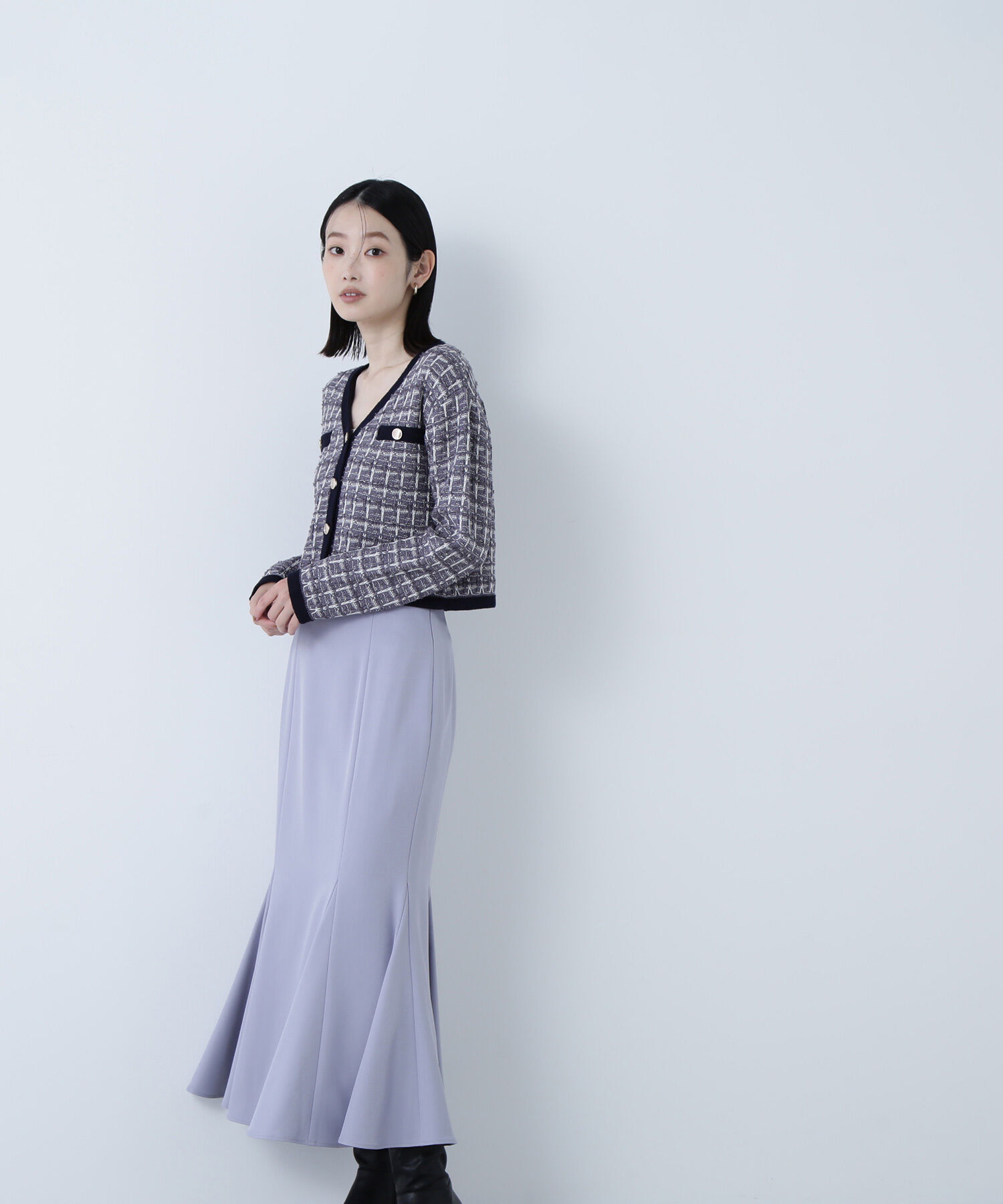  「ツイードVネックカーディガン」|ニット・セーター|