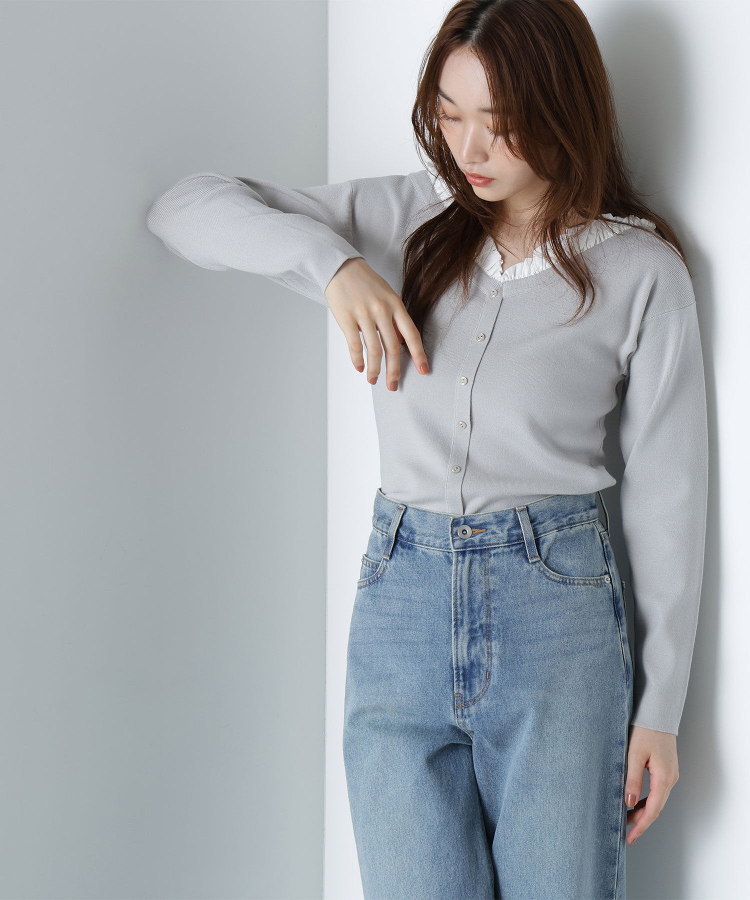  「フリルトリムドッキングニット」|ニット・セーター|