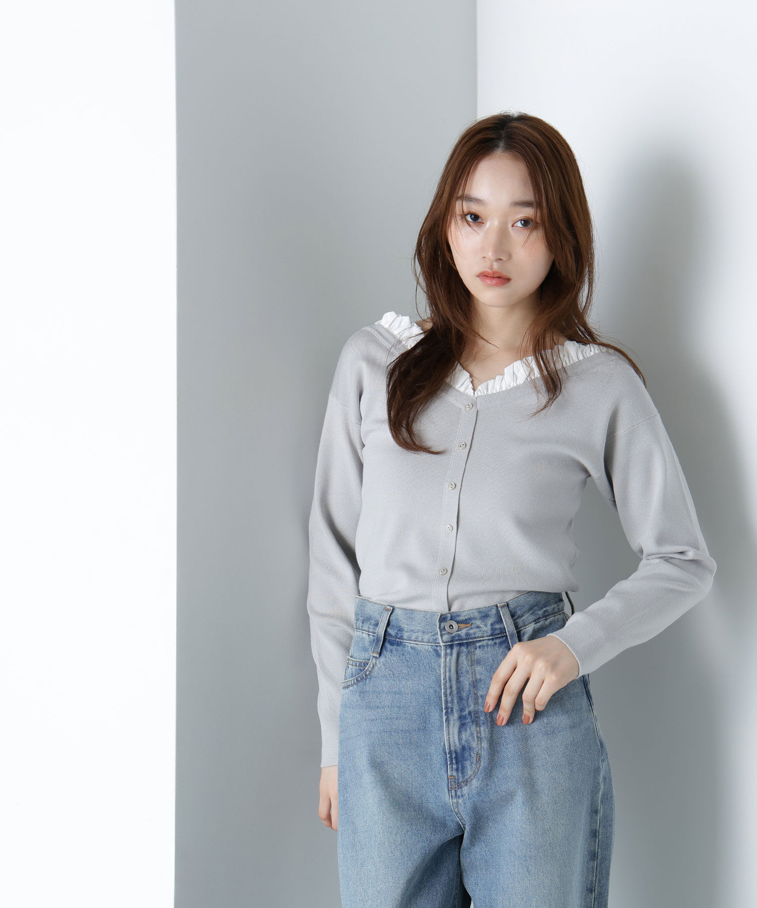  「フリルトリムドッキングニット」|ニット・セーター|