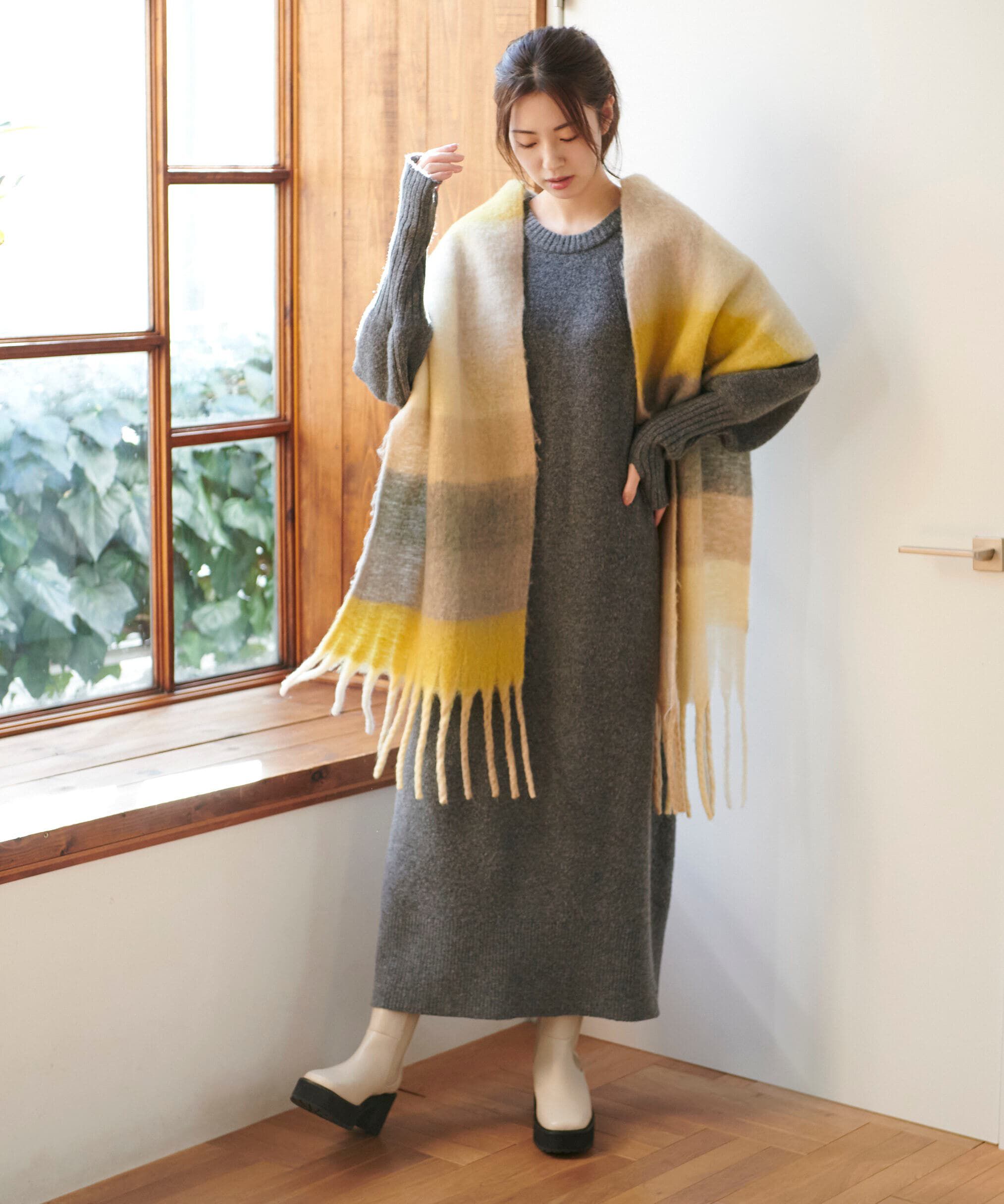  「指穴リブニットワンピース」|ワンピース|