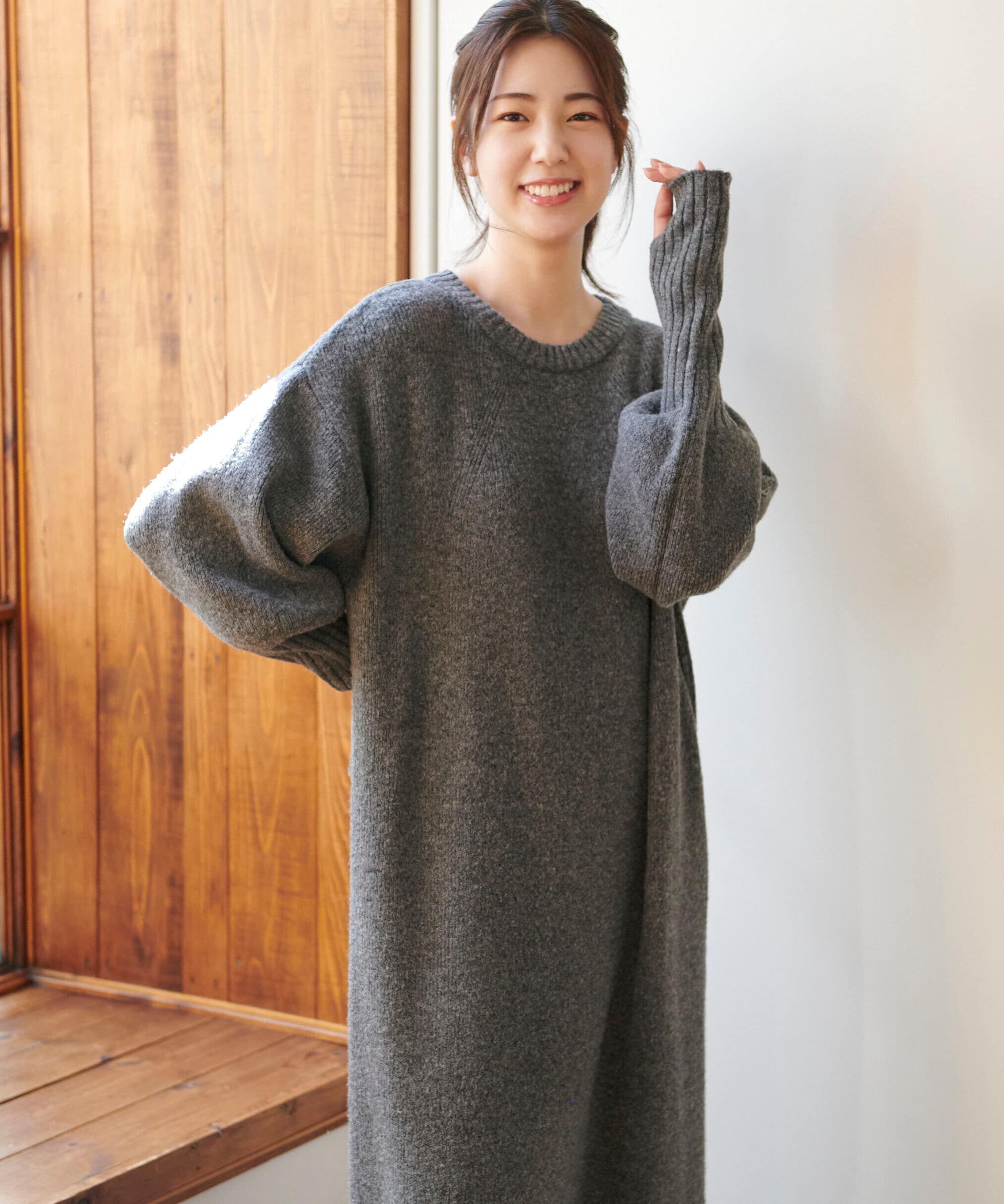  「指穴リブニットワンピース」|ワンピース|