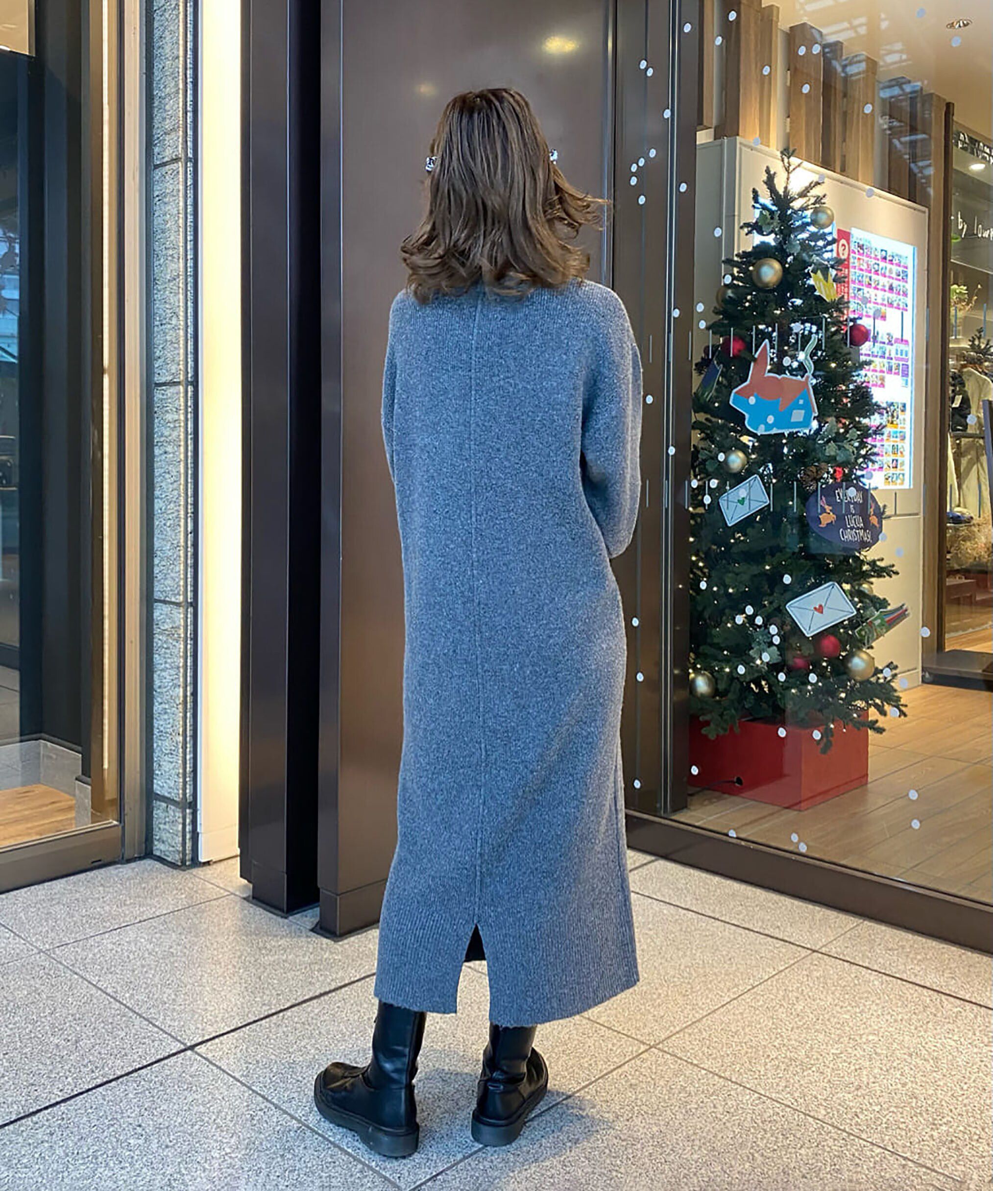  「指穴リブニットワンピース」|ワンピース|