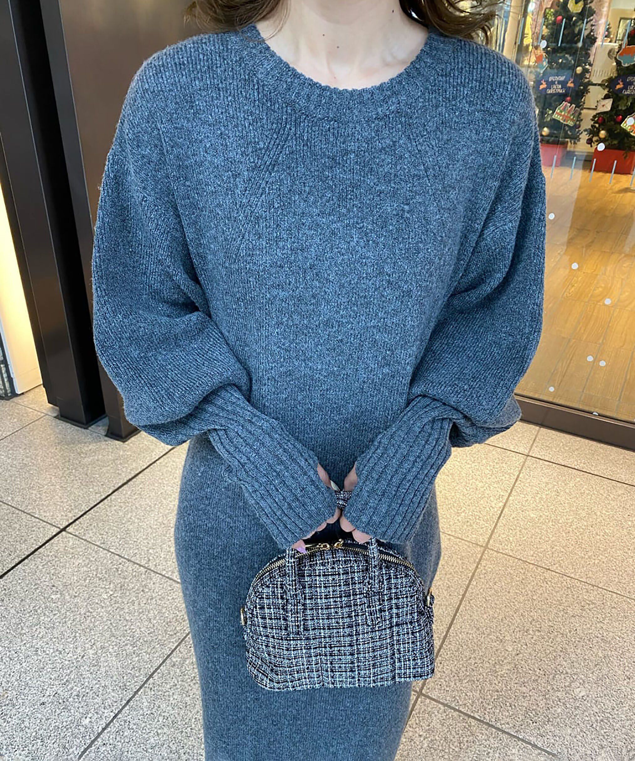  「指穴リブニットワンピース」|ワンピース|