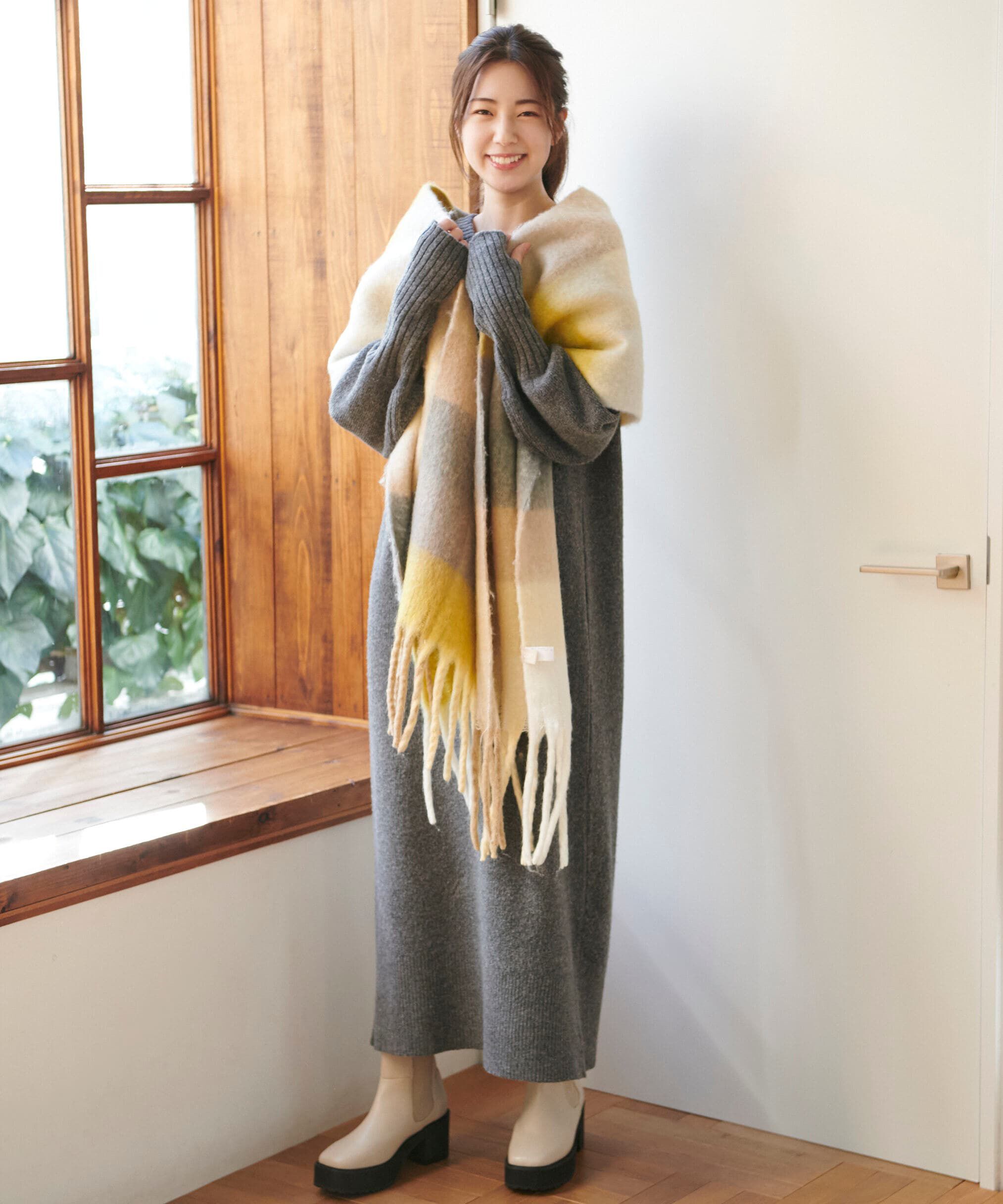  「指穴リブニットワンピース」|ワンピース|