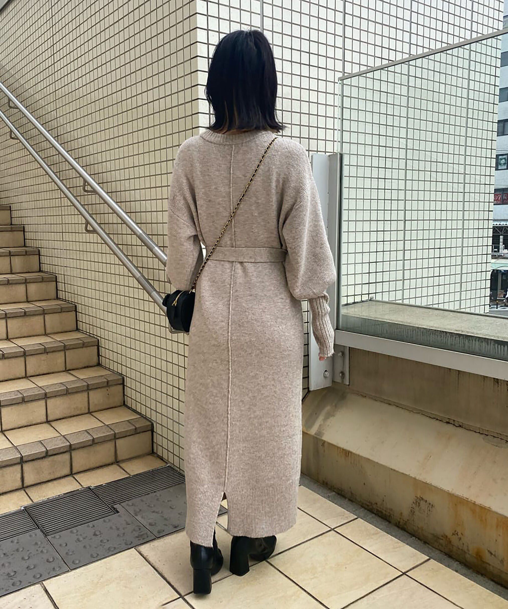  「指穴リブニットワンピース」|ワンピース|