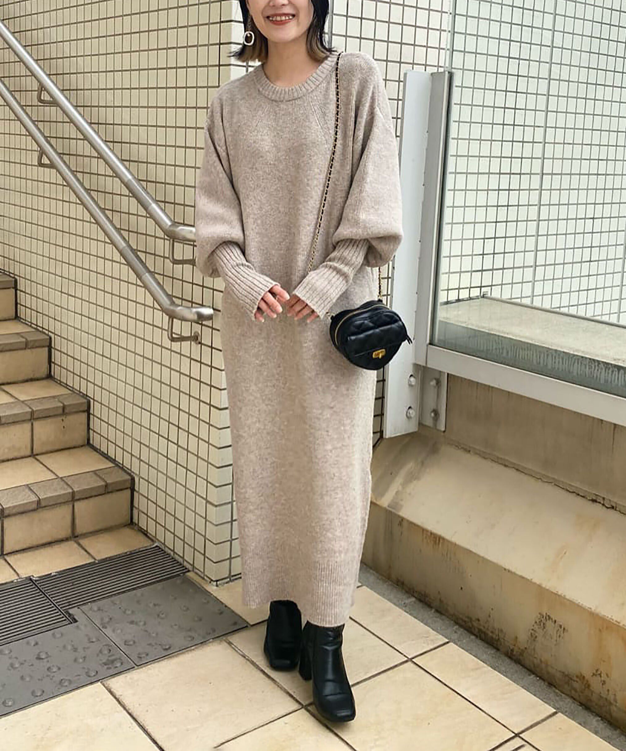  「指穴リブニットワンピース」|ワンピース|