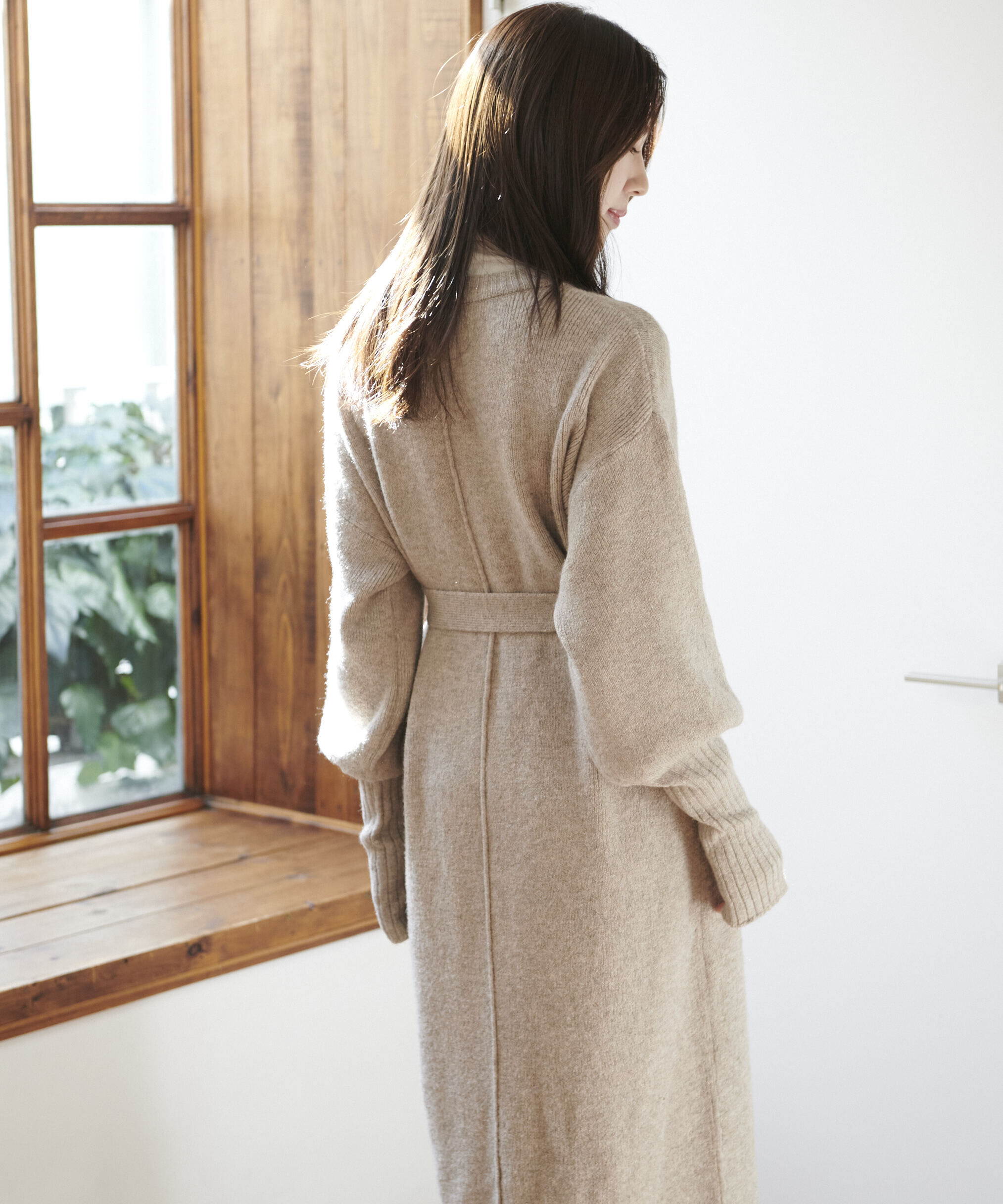  「指穴リブニットワンピース」|ワンピース|