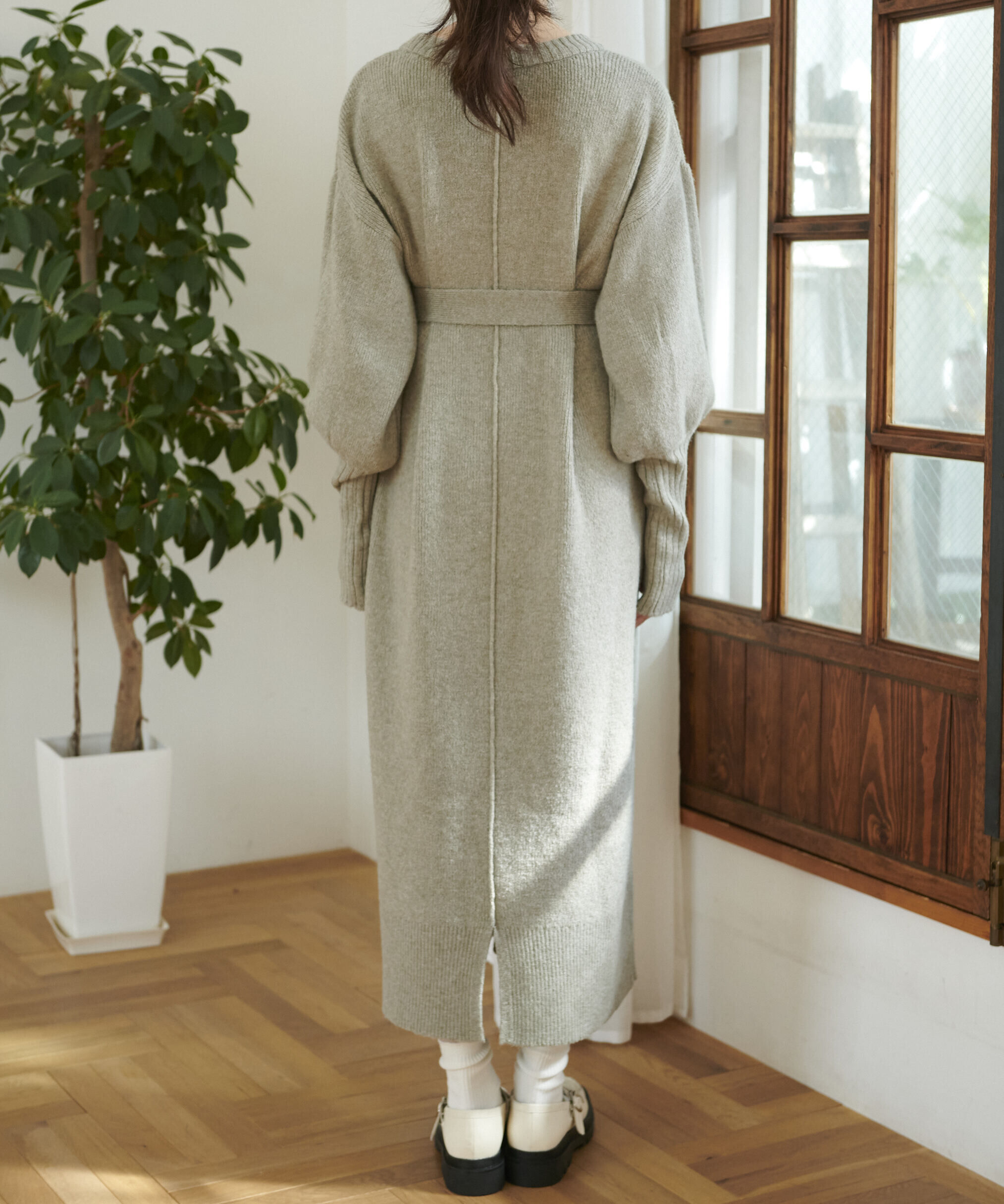  「指穴リブニットワンピース」|ワンピース|