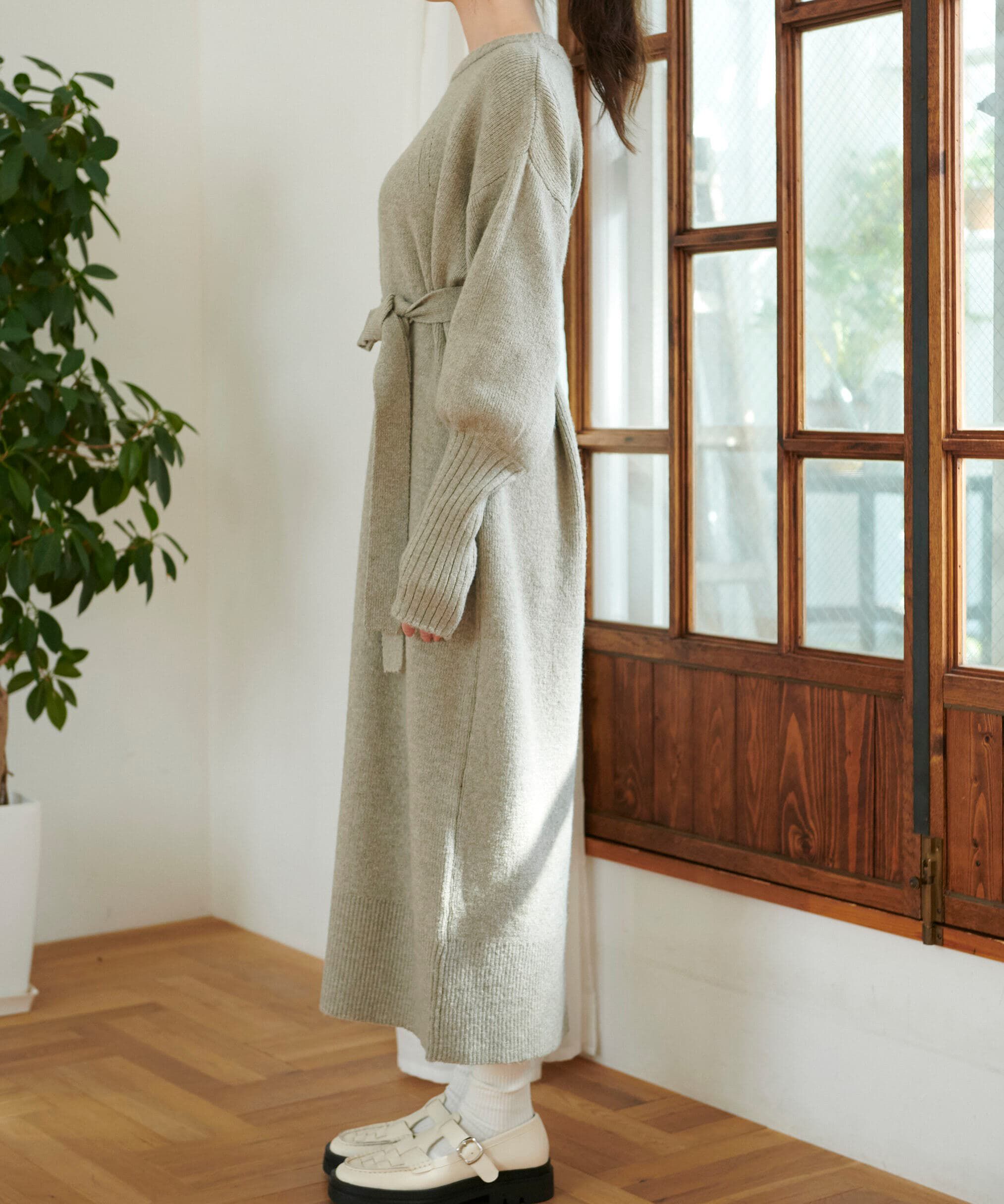  「指穴リブニットワンピース」|ワンピース|