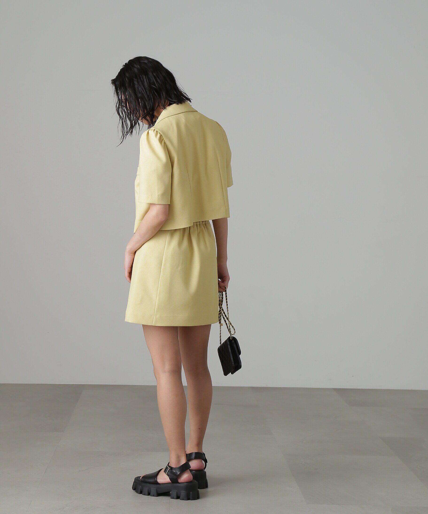  「麻調ハイウエストミニスカート」|スカート|