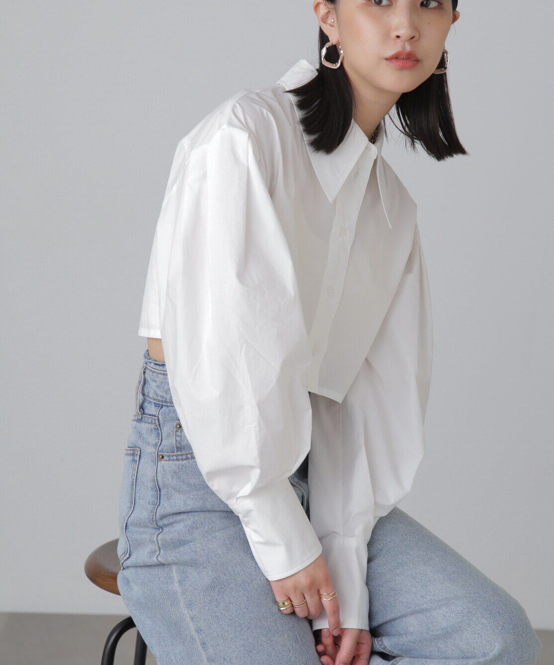  「ショート丈タックボリュームスリーブシャツ」|シャツ・ブラウス|