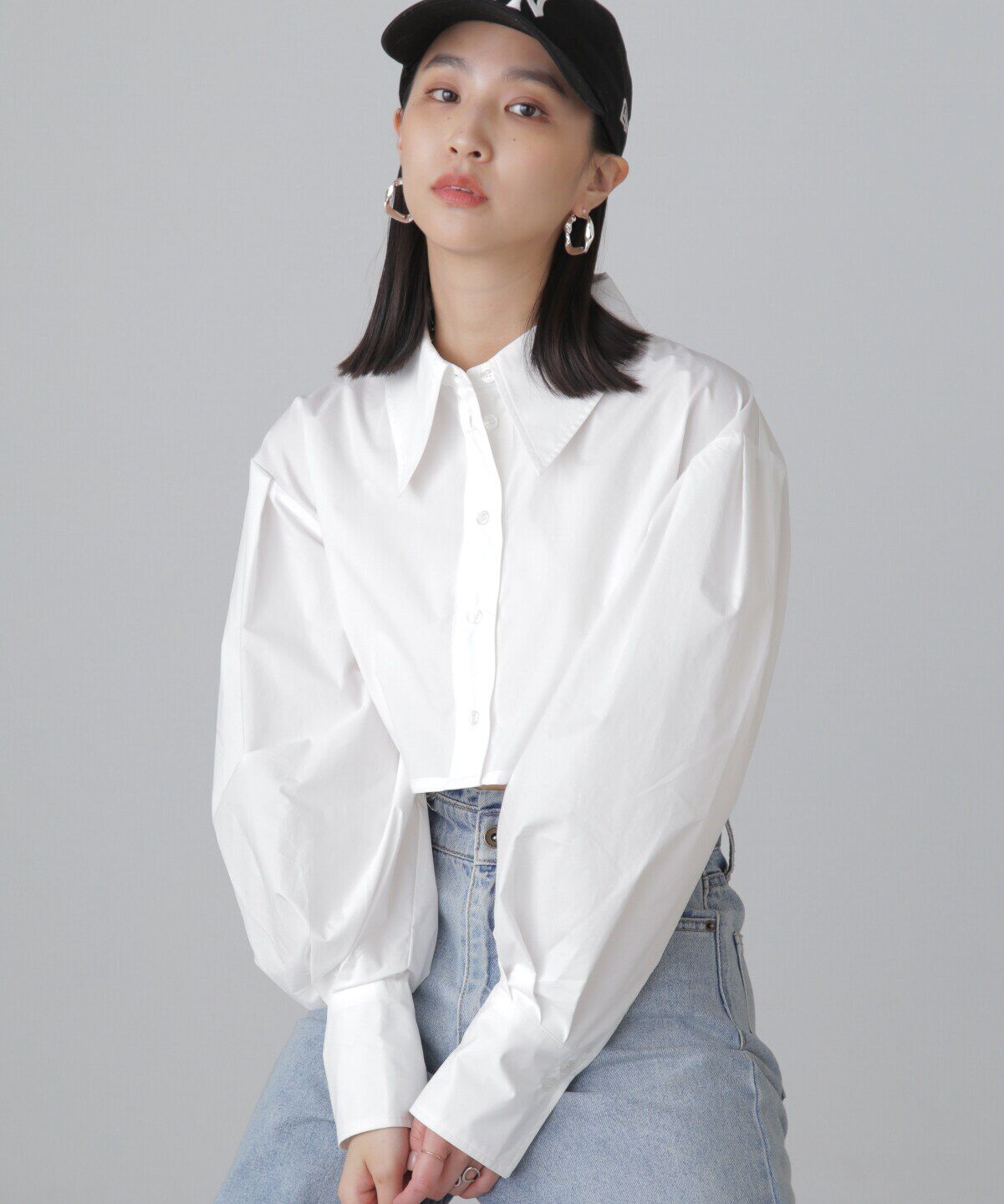  「ショート丈タックボリュームスリーブシャツ」|シャツ・ブラウス|