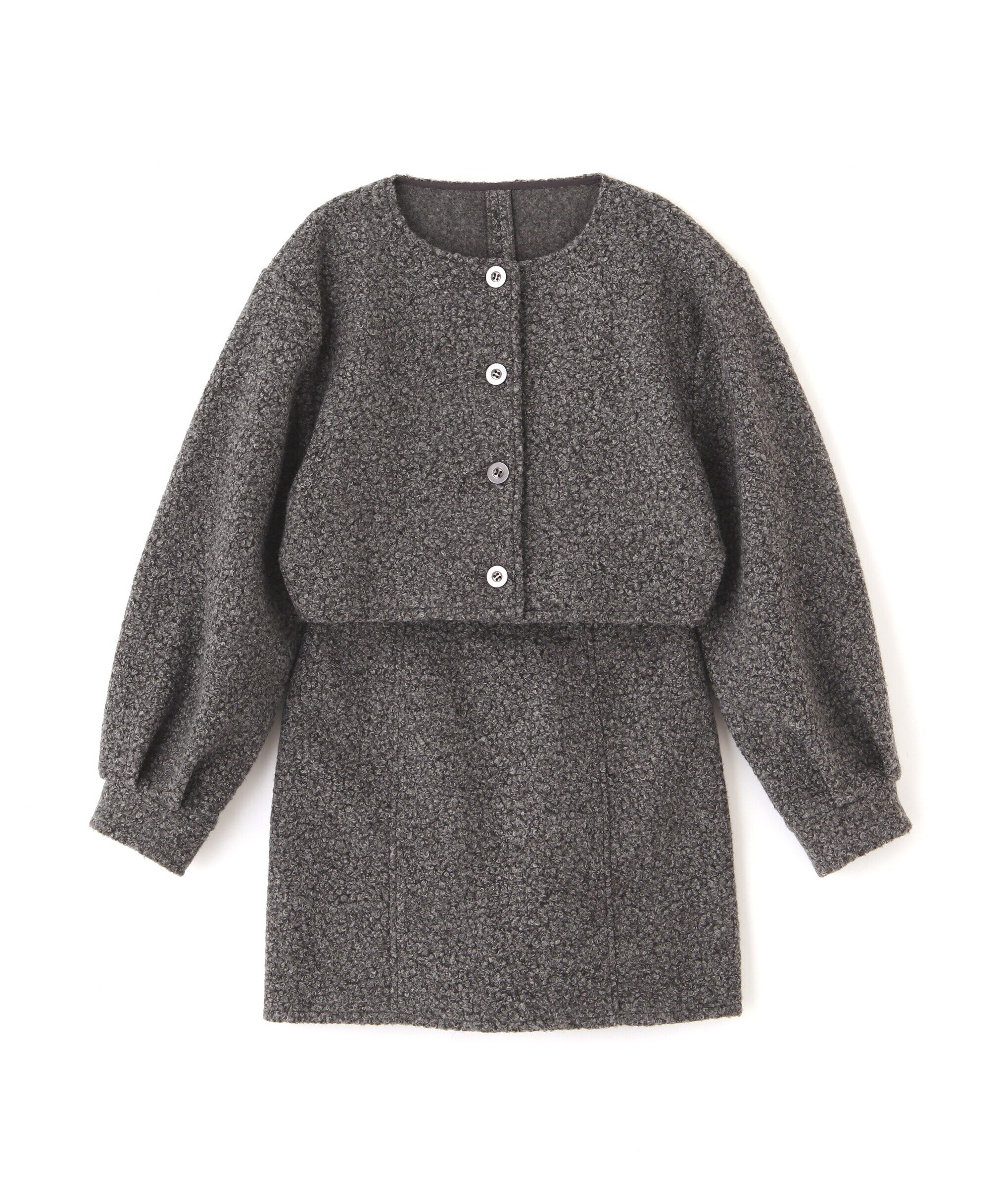  「ミニブークレカーディガン＆ミニスカート」|ワンピース|