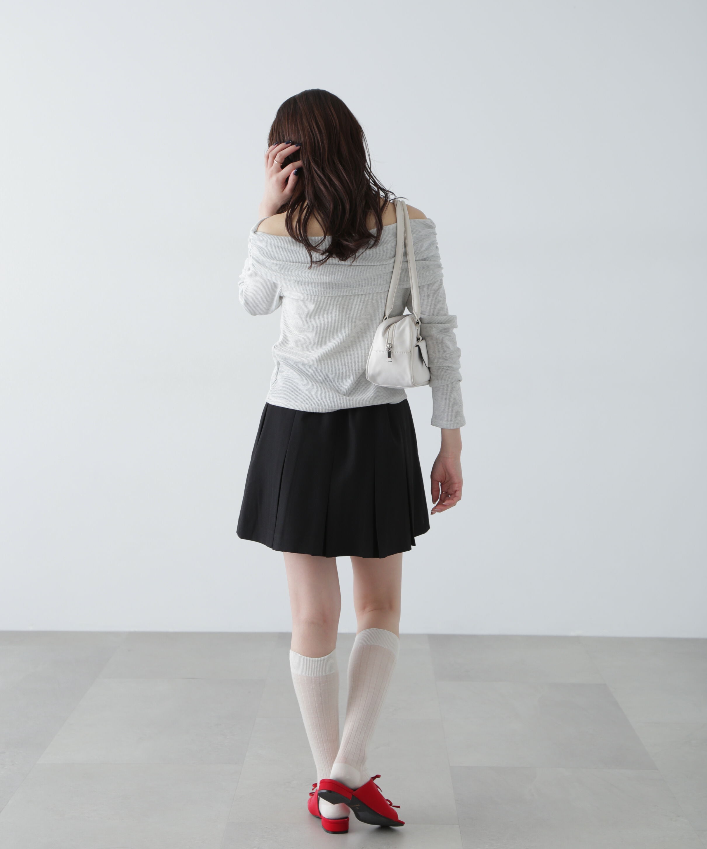  「ボーダーオフショル前スリットカットソー」|Tシャツ・カットソー|