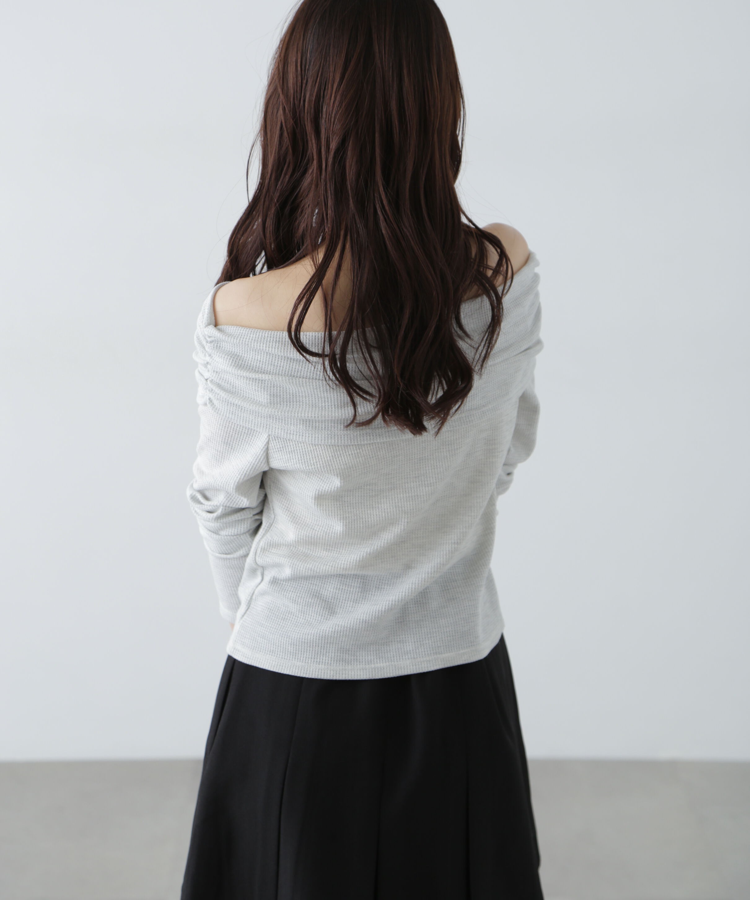  「ボーダーオフショル前スリットカットソー」|Tシャツ・カットソー|