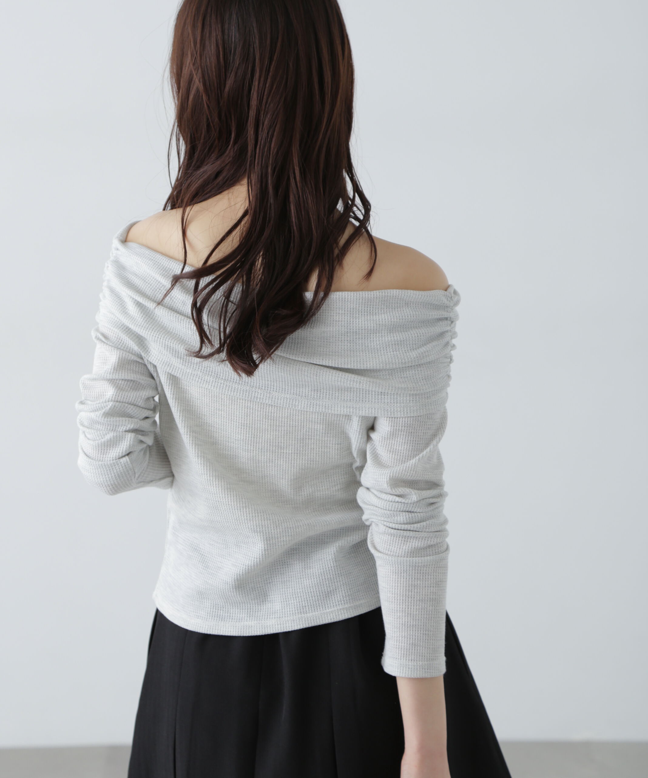  「ボーダーオフショル前スリットカットソー」|Tシャツ・カットソー|