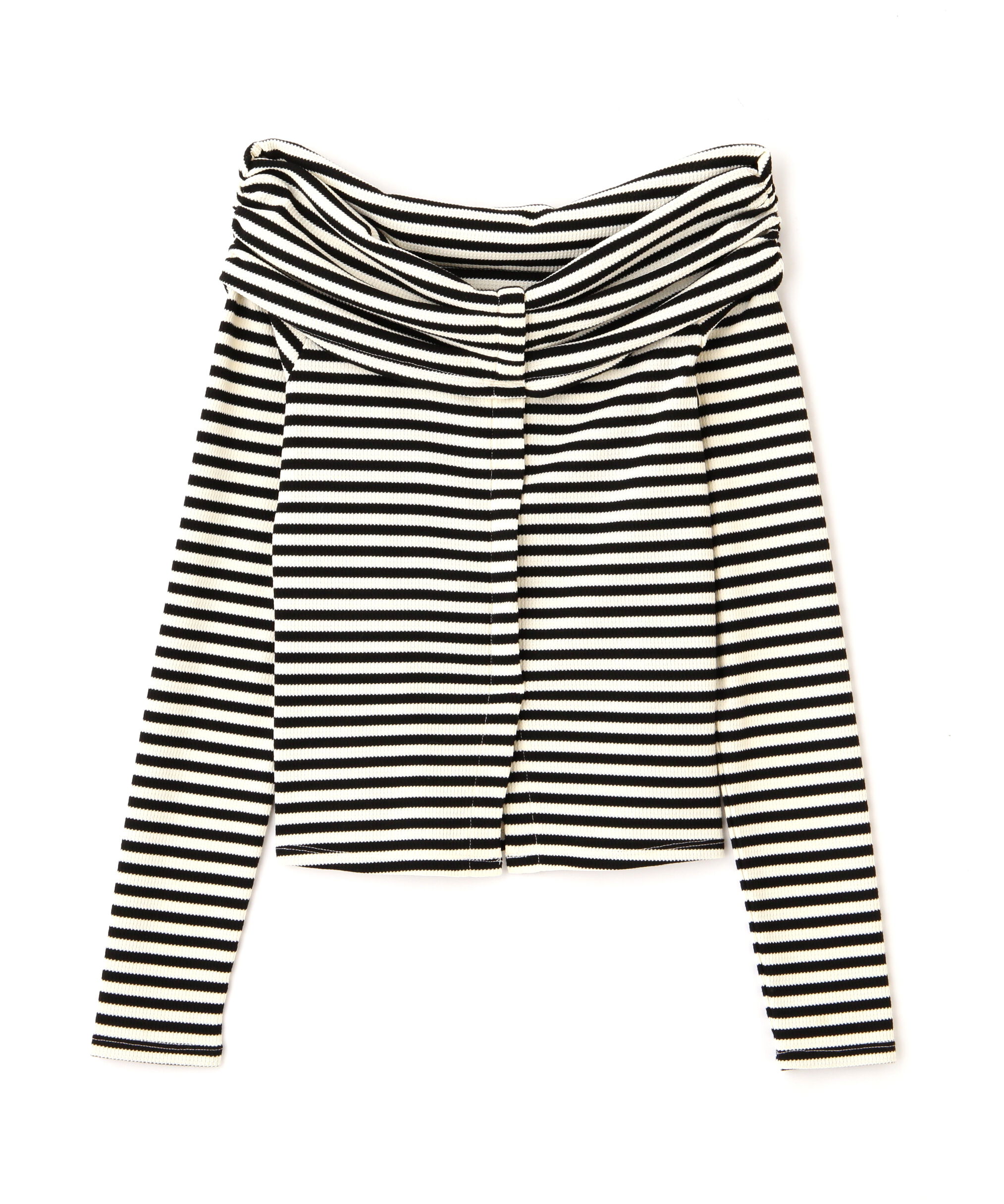  「ボーダーオフショル前スリットカットソー」|Tシャツ・カットソー|