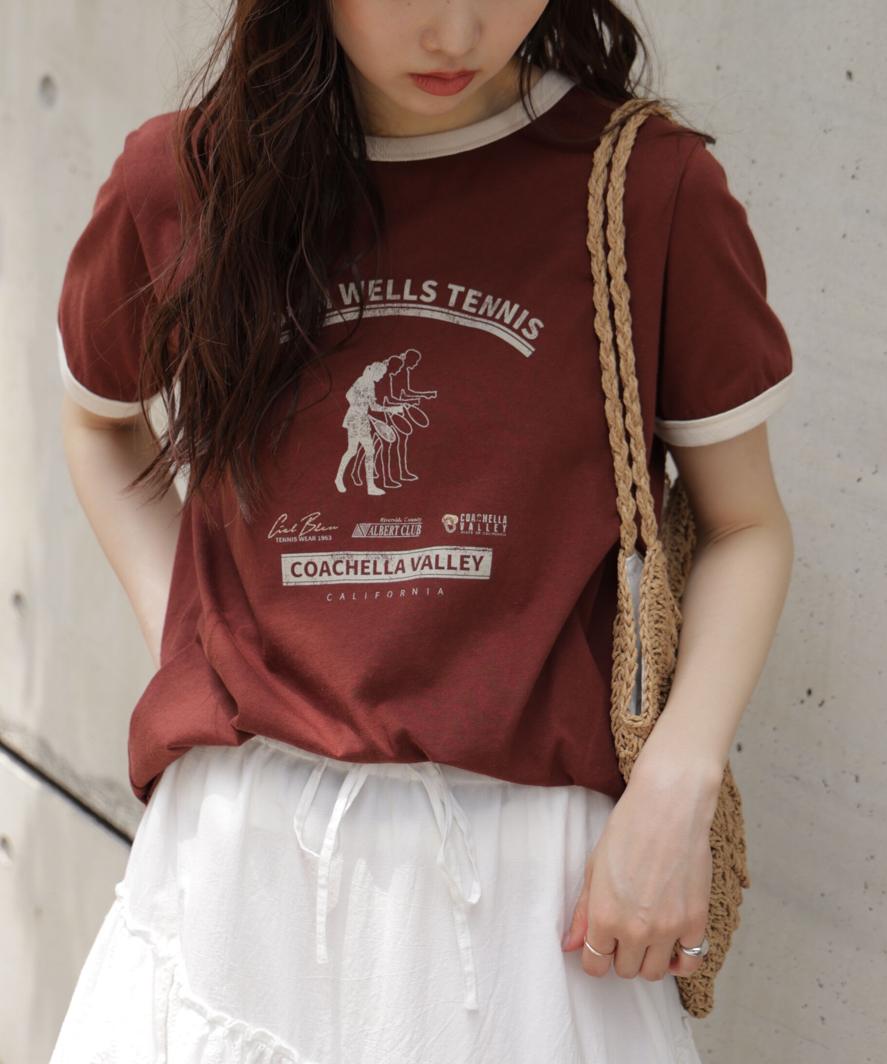  「レトロスポーツプリントTシャツ」|Tシャツ・カットソー|ブラウン