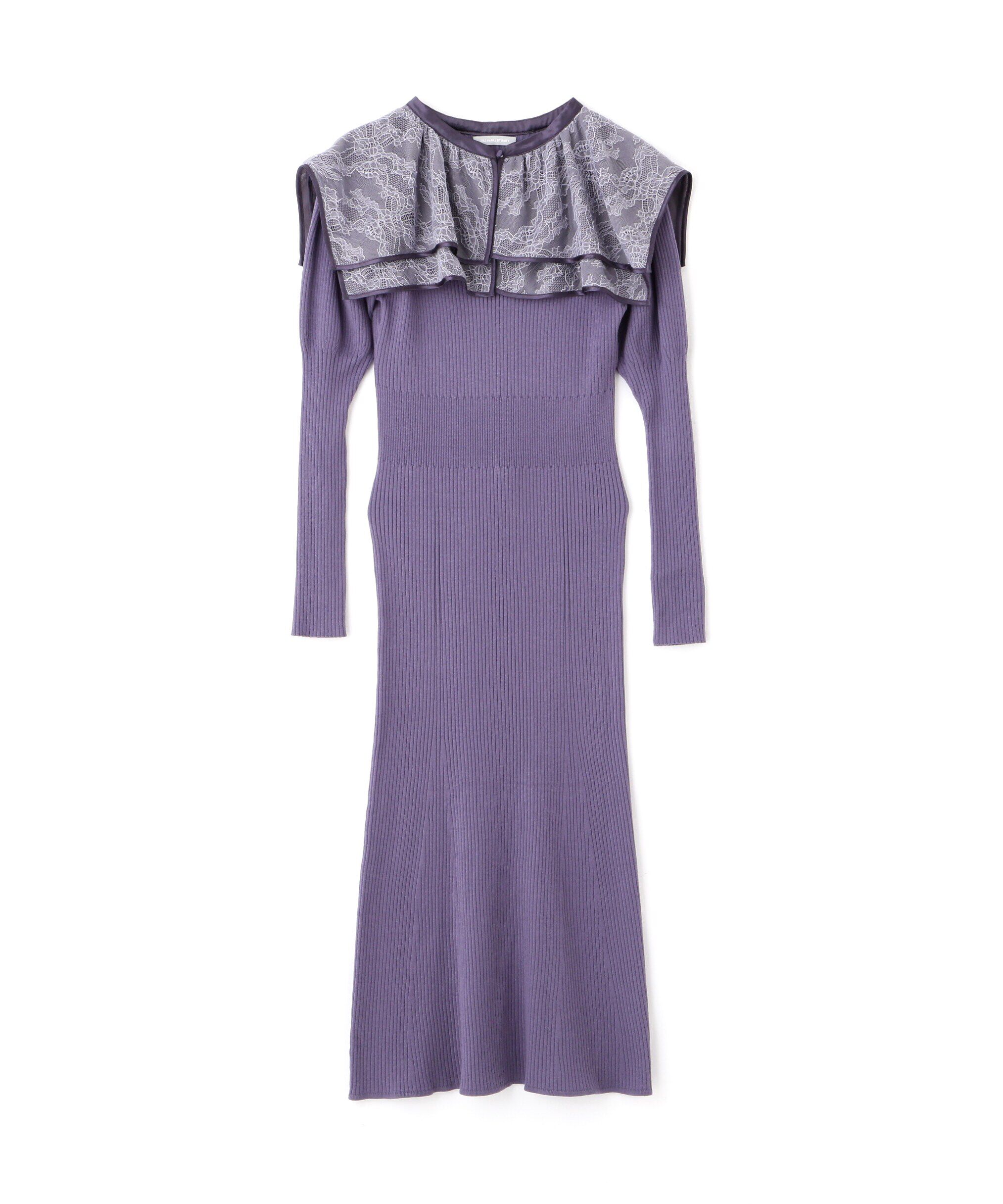  「ケープカラーニットワンピース」|ワンピース|