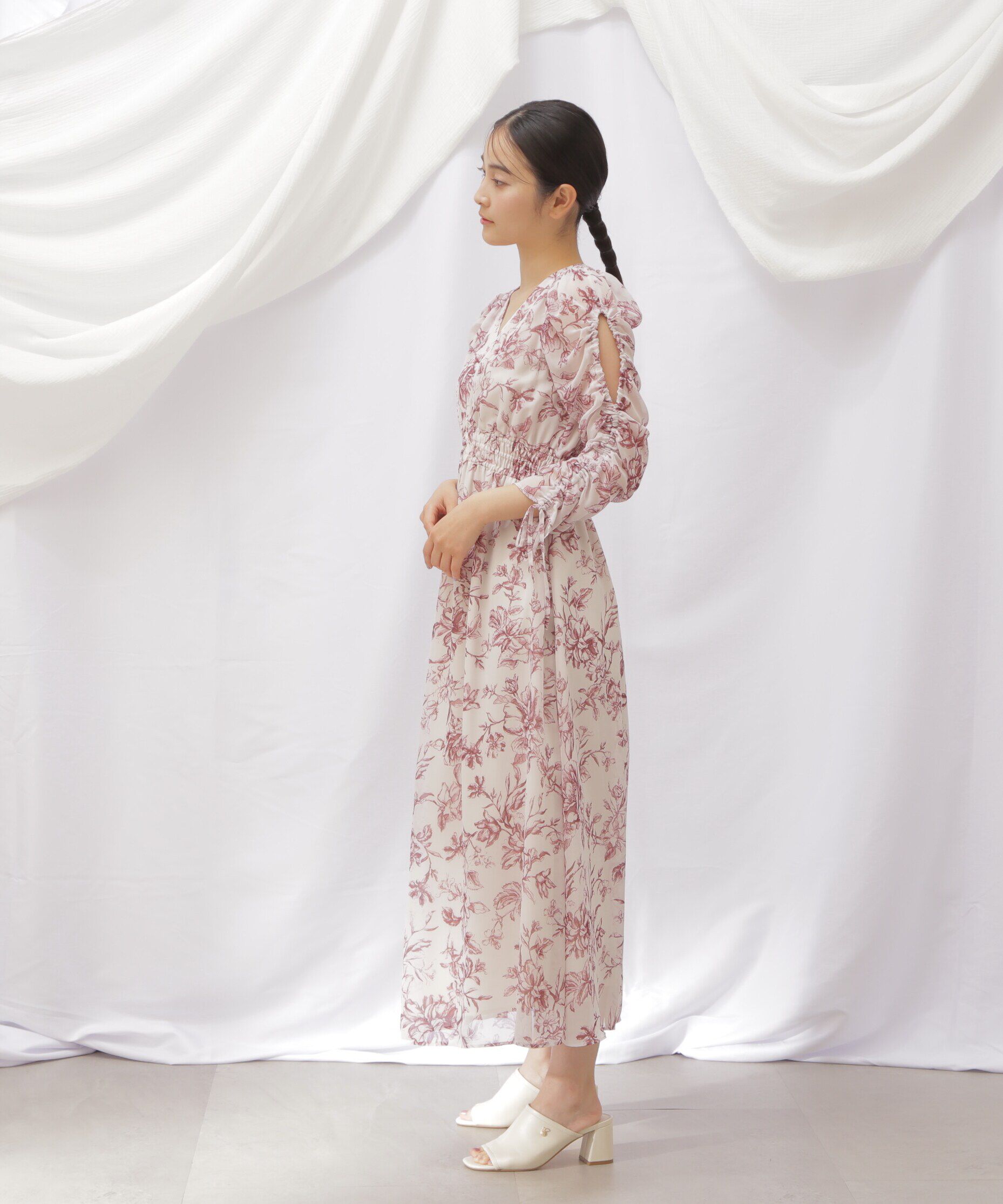  「◇ビッグフラワーシャーリングワンピース　WEB限定カラー：レッド」|ワンピース|