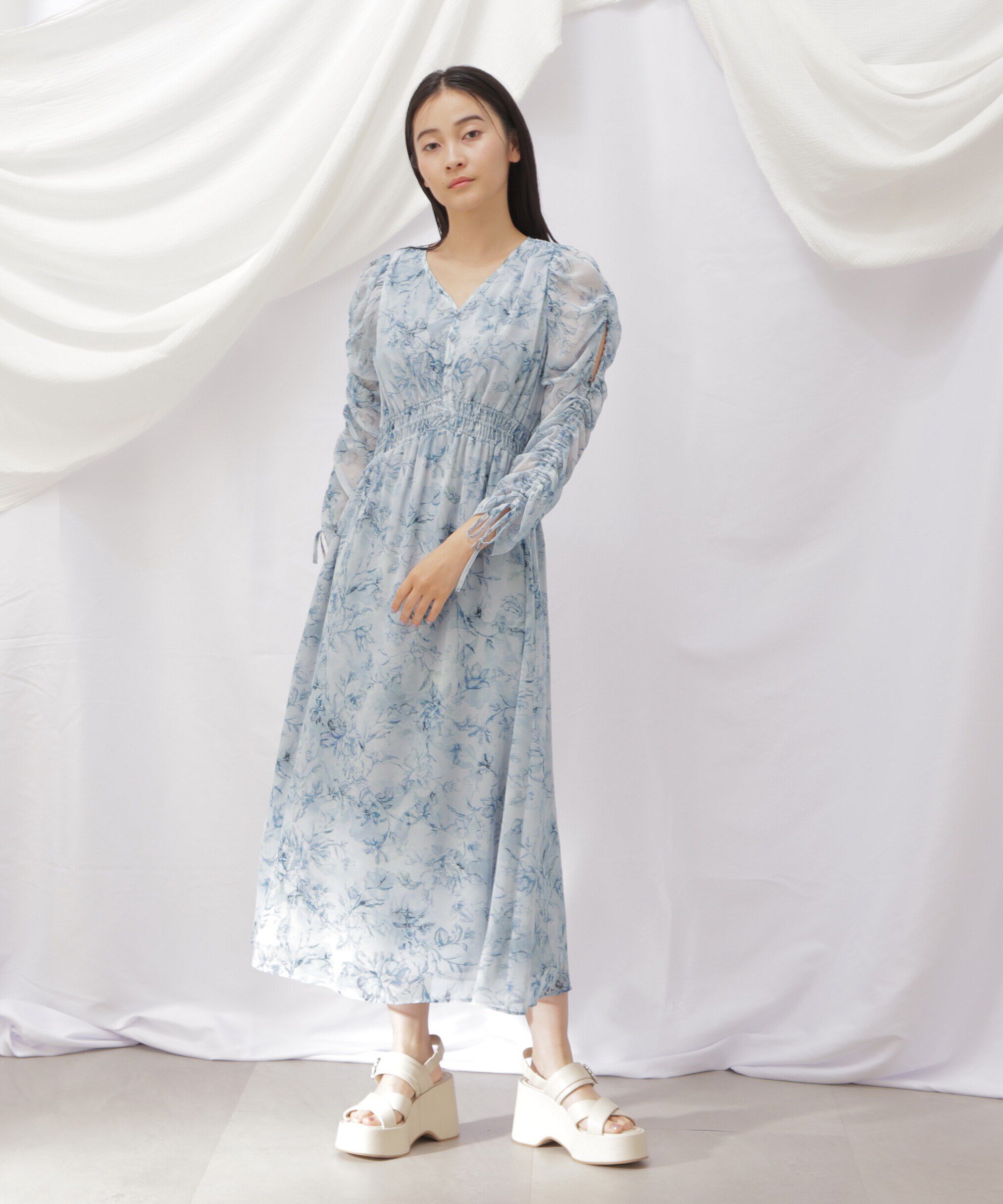  「◇ビッグフラワーシャーリングワンピース　WEB限定カラー：レッド」|ワンピース|