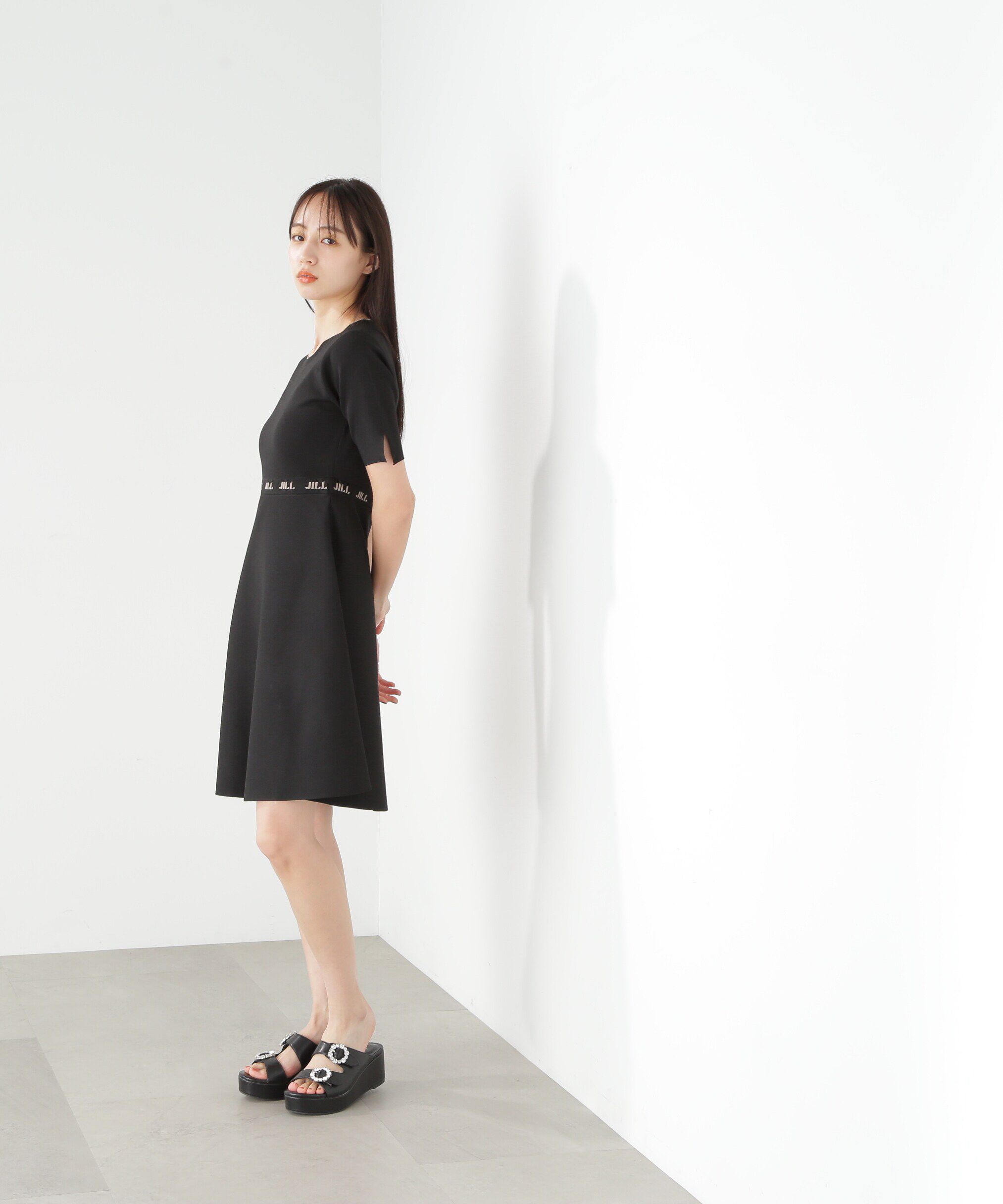  「◇ロゴジャガードフレアミニニットワンピース」|ワンピース|