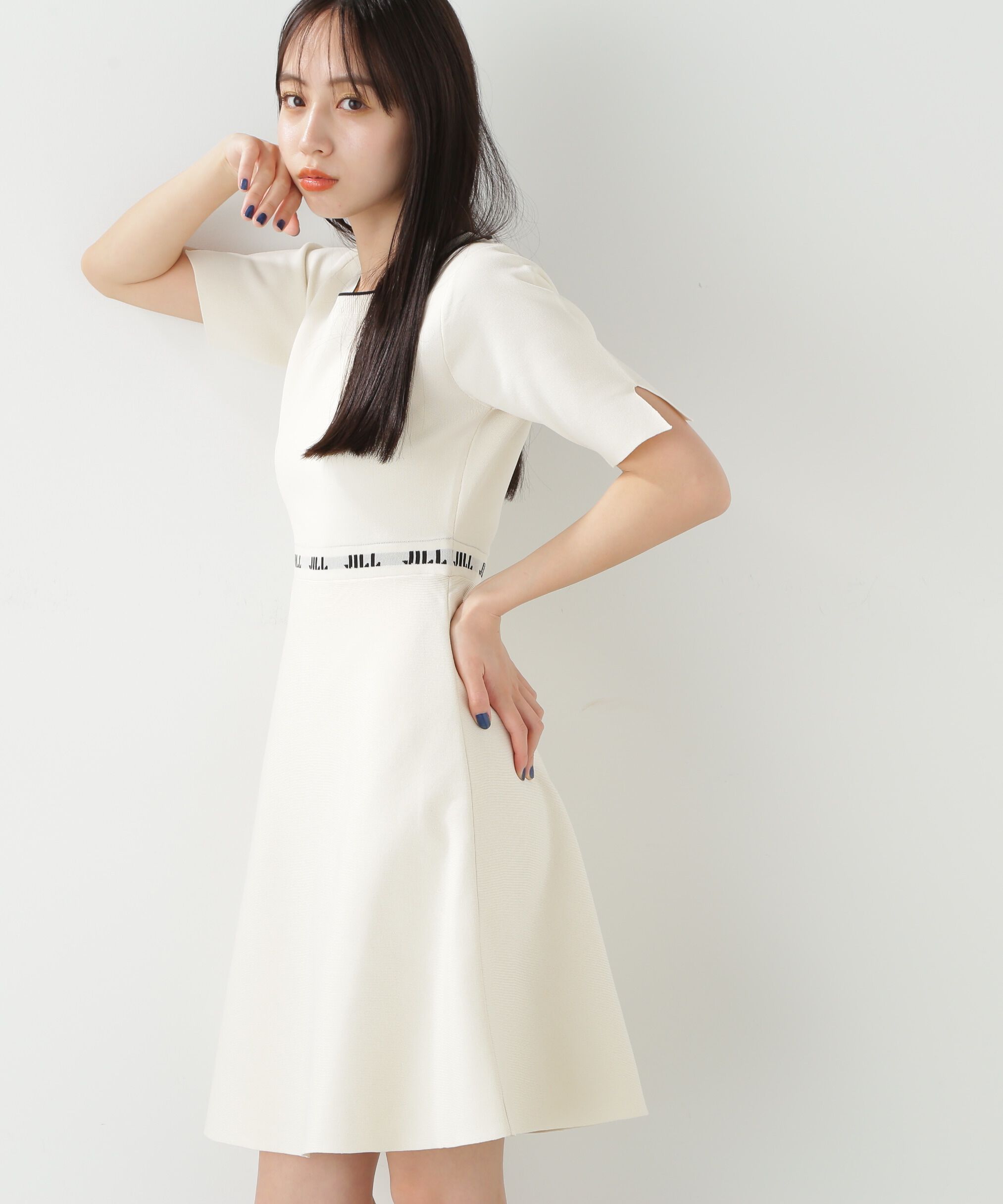  「◇ロゴジャガードフレアミニニットワンピース」|ワンピース|