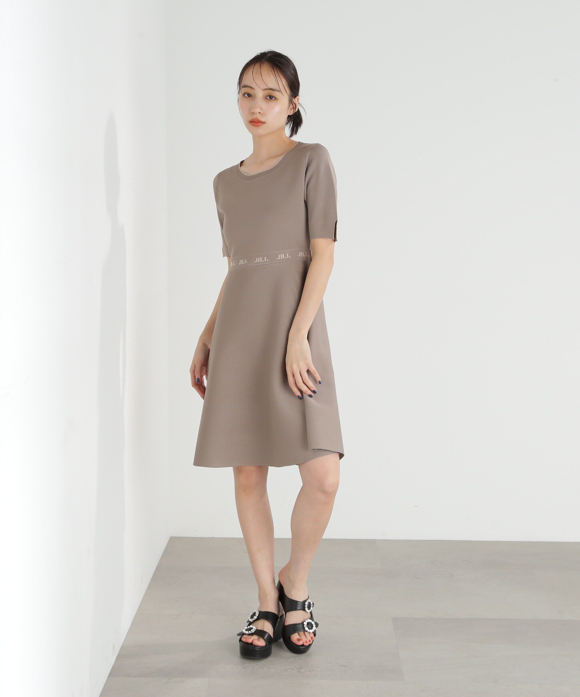  「◇ロゴジャガードフレアミニニットワンピース」|ワンピース|