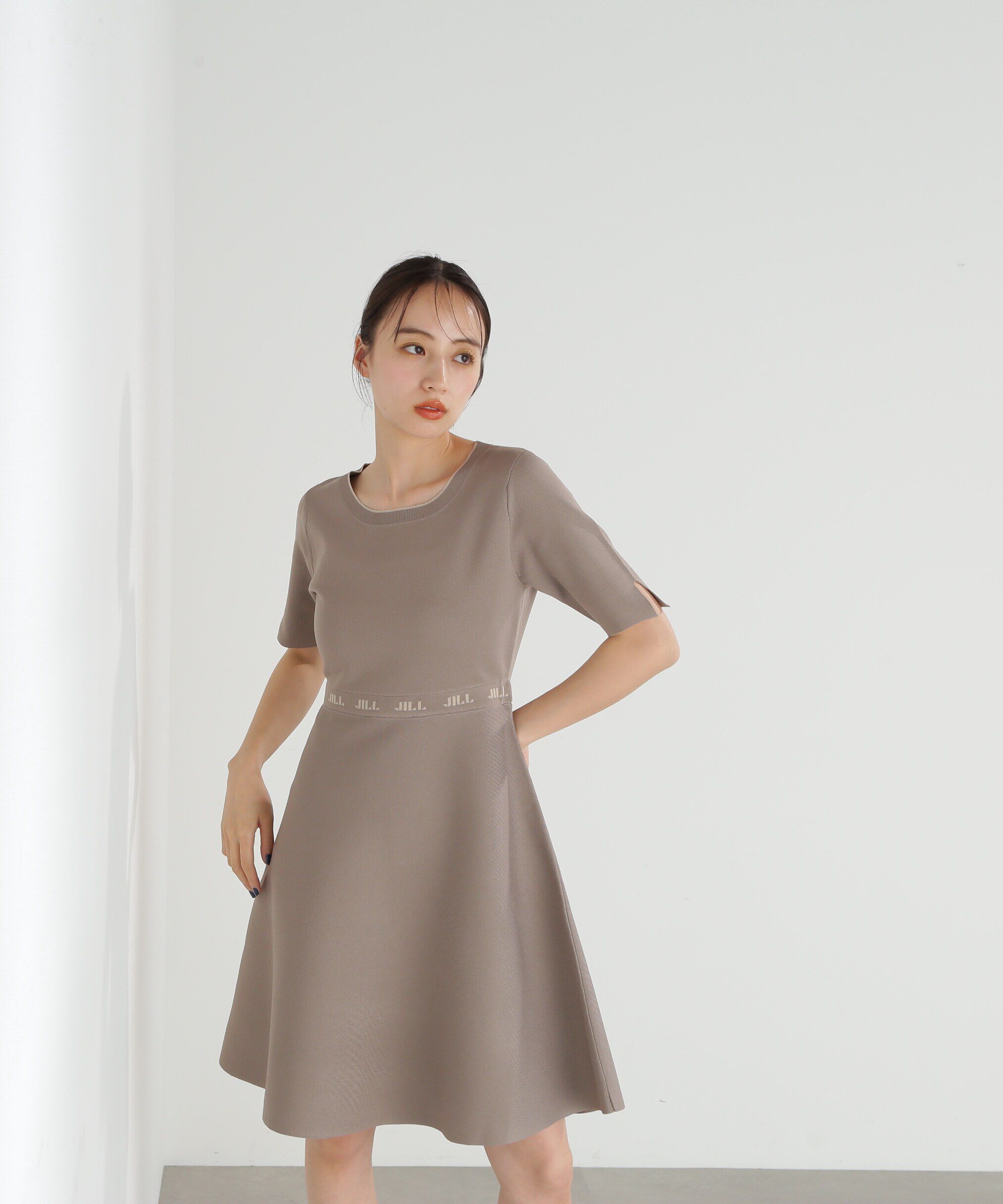  「◇ロゴジャガードフレアミニニットワンピース」|ワンピース|