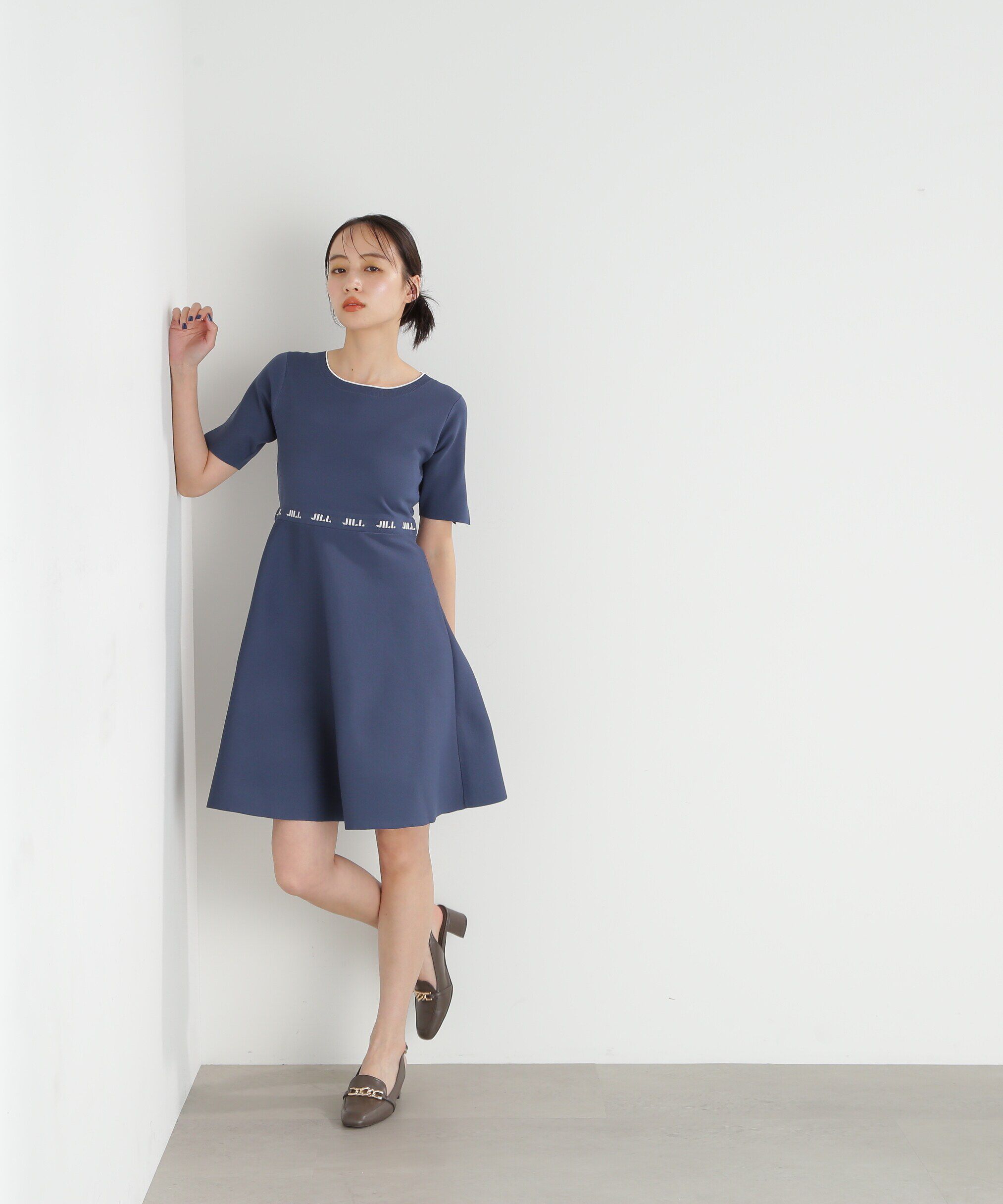  「◇ロゴジャガードフレアミニニットワンピース」|ワンピース|