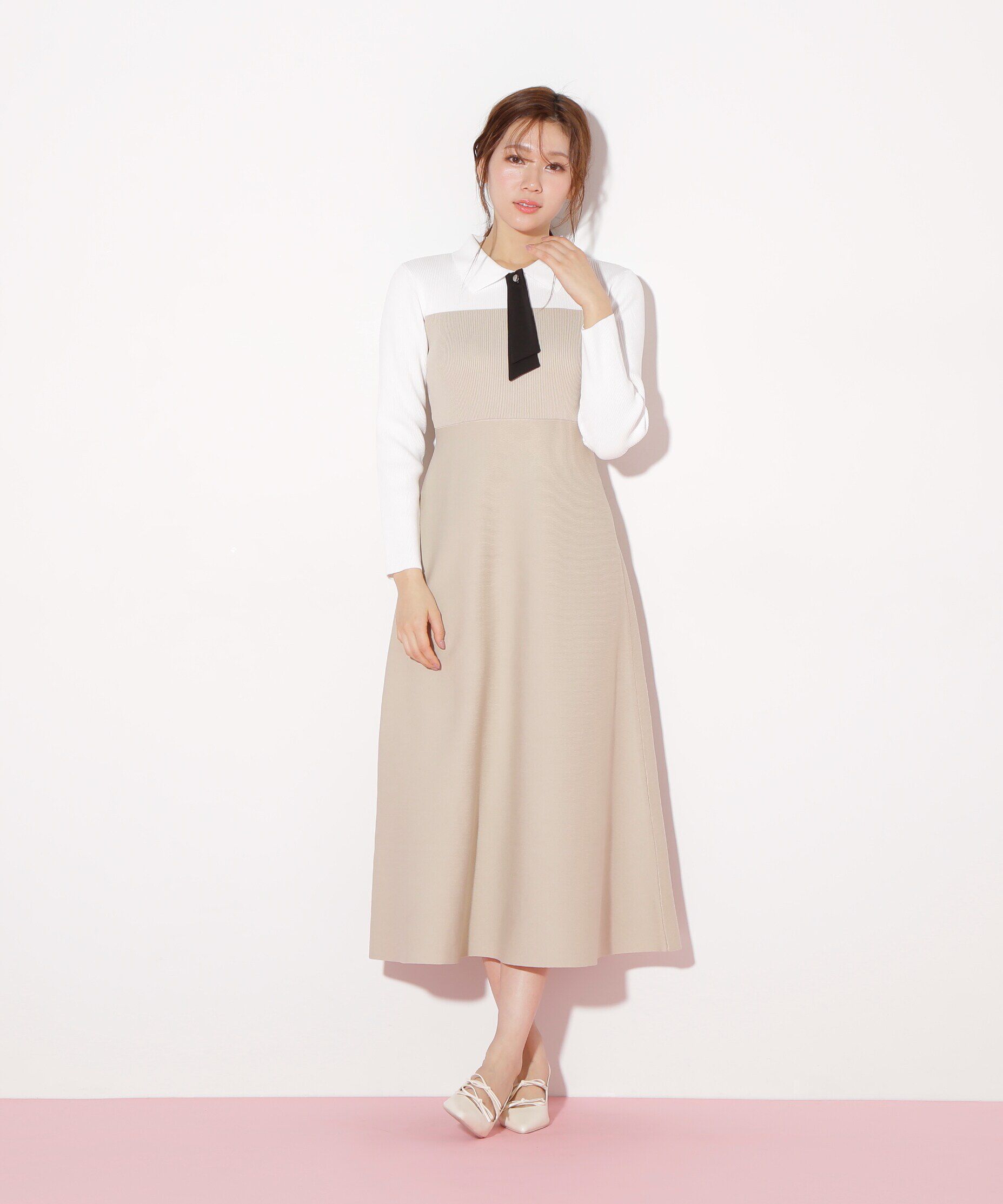  「2wayタイ付ソウバリフレアワンピース」|ワンピース|