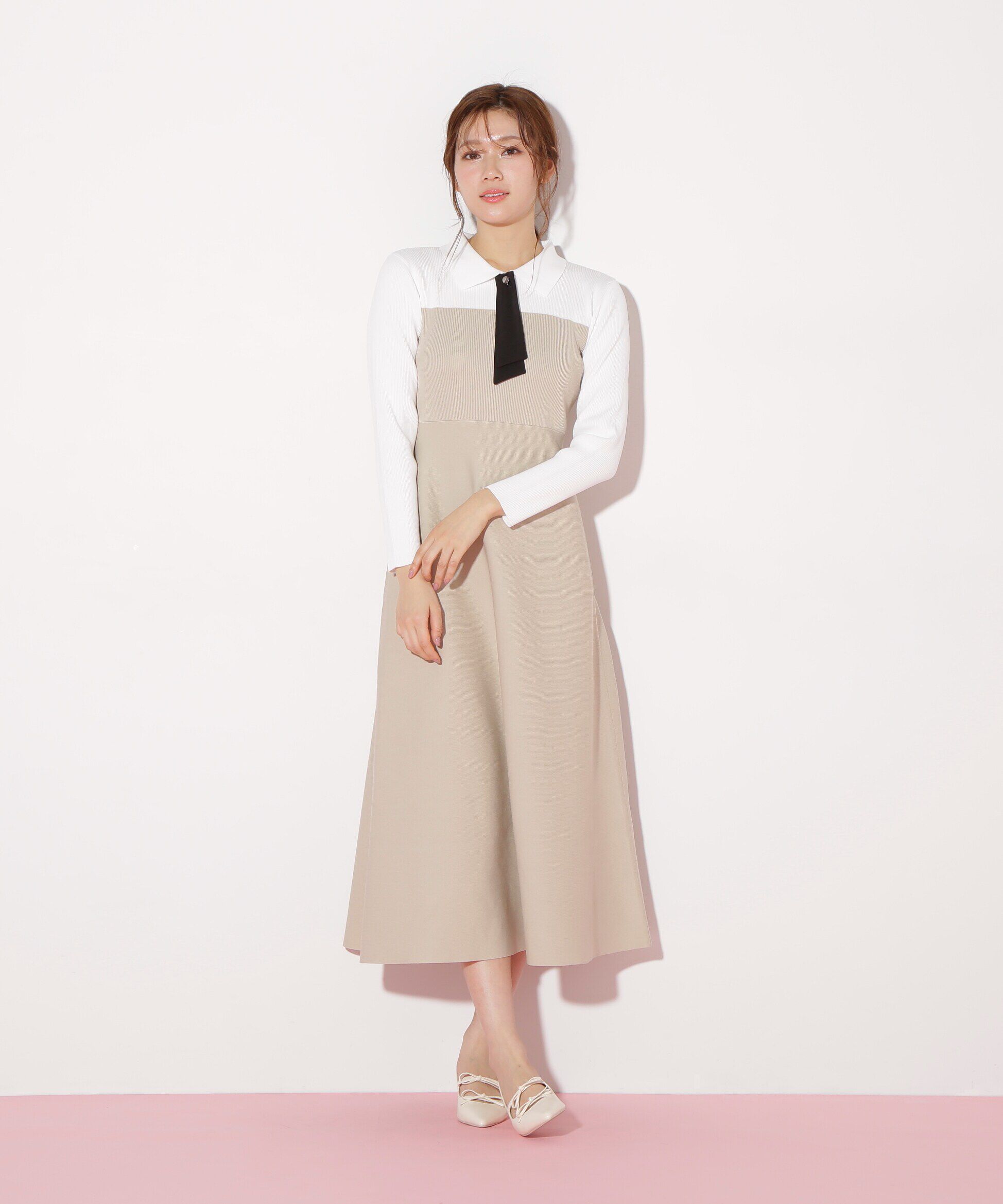  「2wayタイ付ソウバリフレアワンピース」|ワンピース|